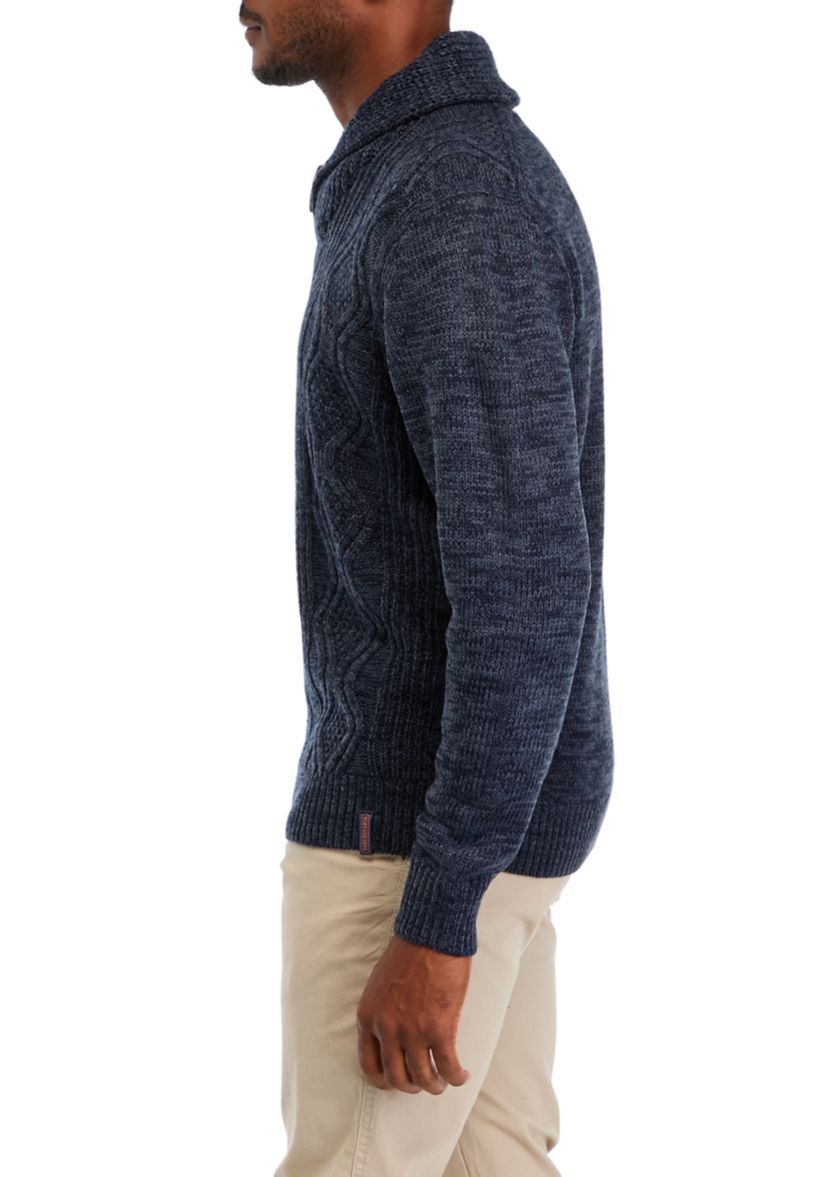 Mens Chunky Cable Knit Fisherman Toggle Sweater 