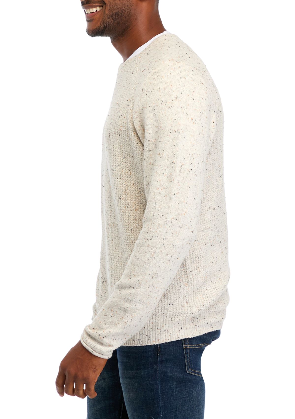 Mens Donegal Waffle Knit Sweater 