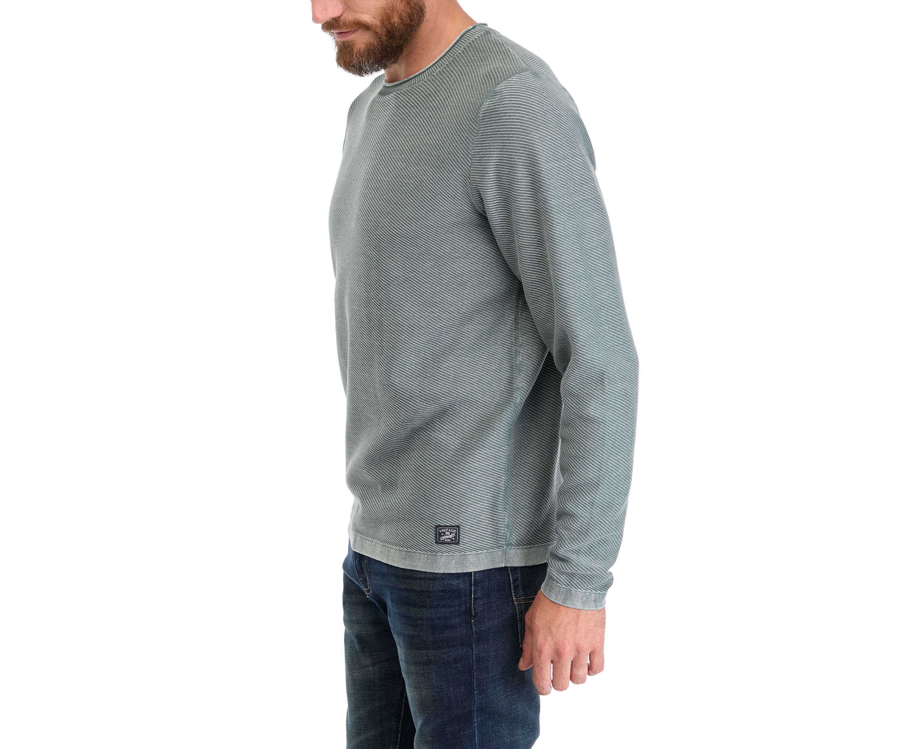 Mens Twill Roll Neck Stonewash Sweater