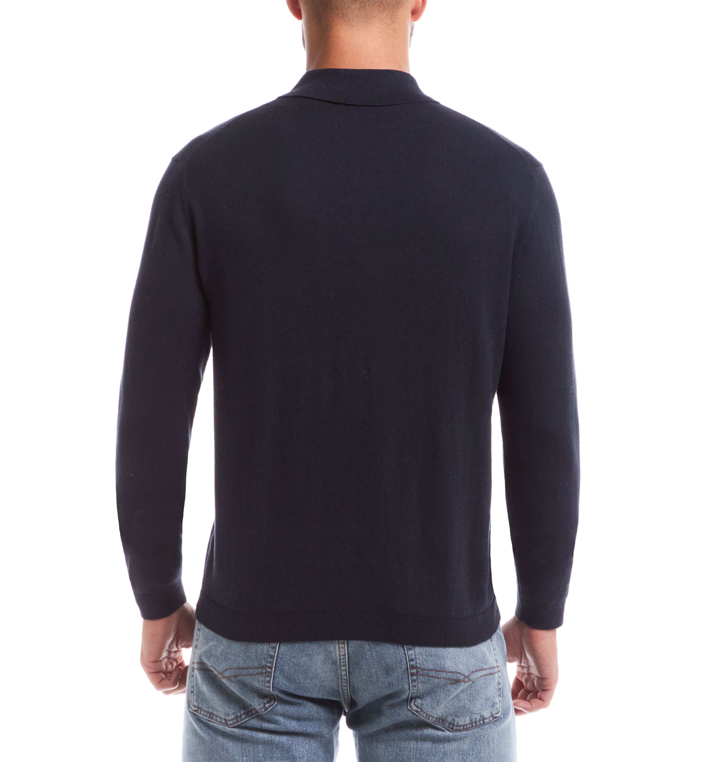 Mens Cotton Cashmere 3 Button Polo Sweater