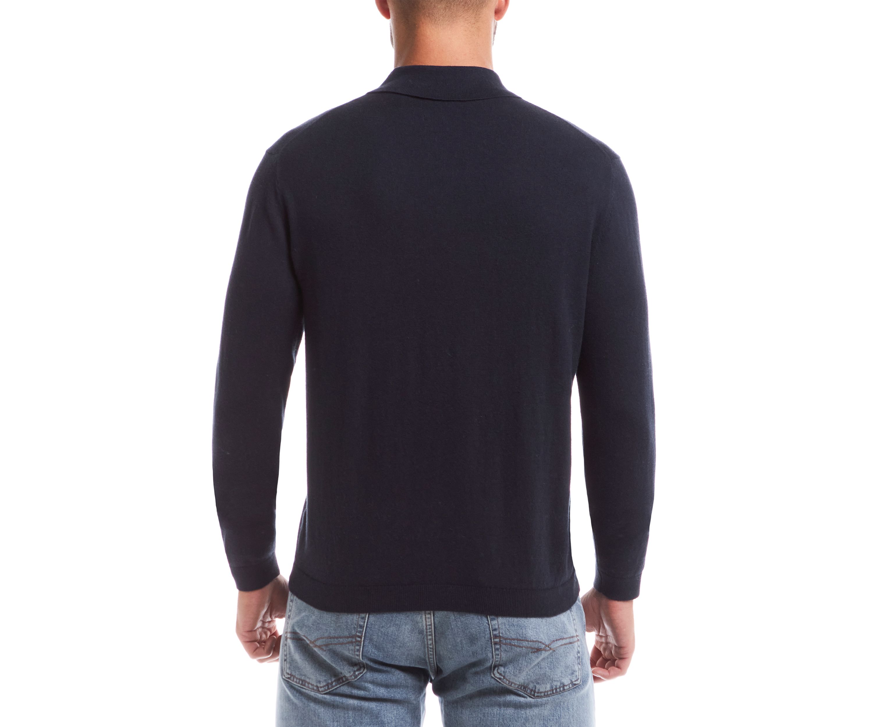 Mens Cotton Cashmere 3 Button Polo Sweater