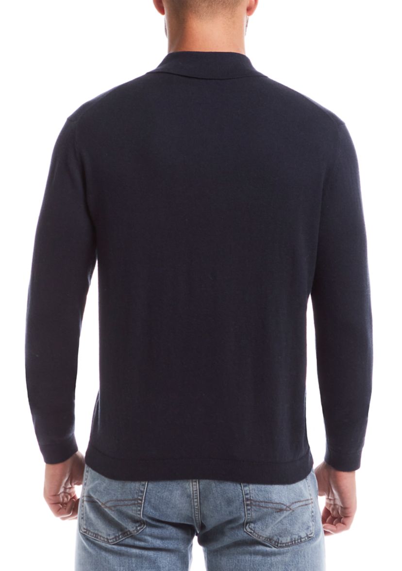 Mens Cotton Cashmere 3 Button Polo Sweater