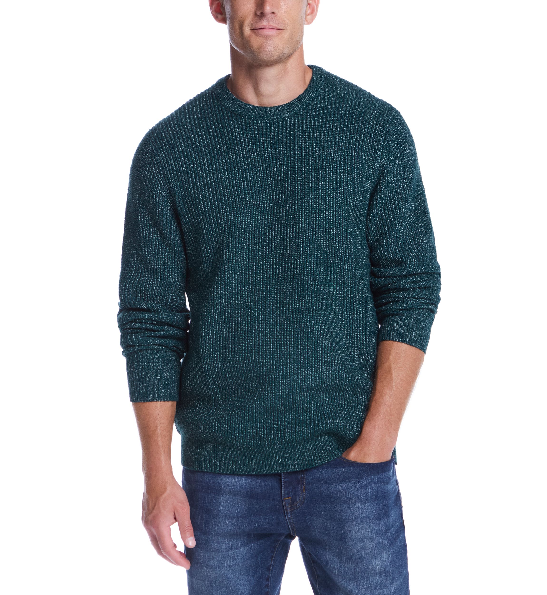 Mens Cardigan Stitch Crew Neck Sweater