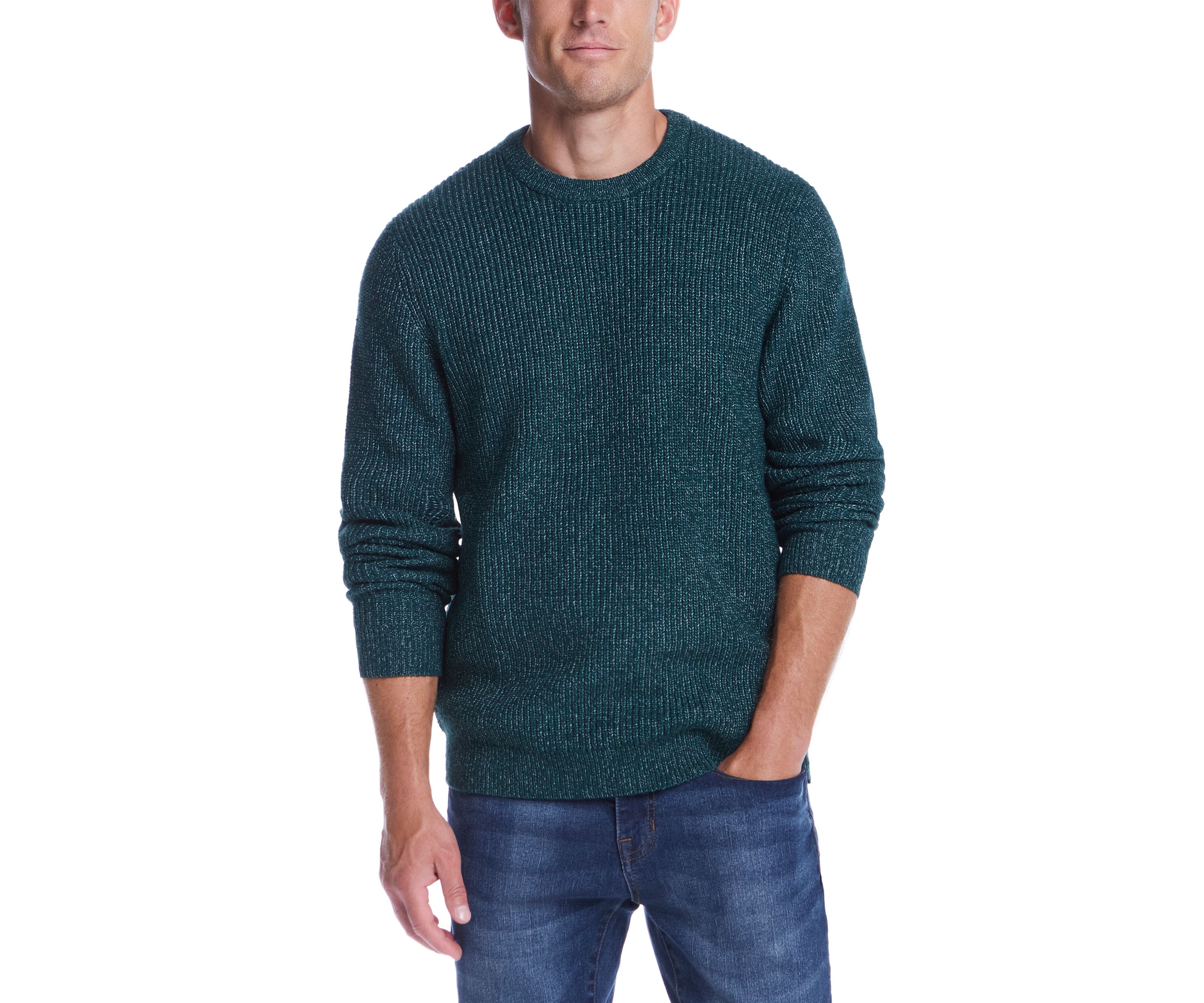 Mens Cardigan Stitch Crew Neck Sweater