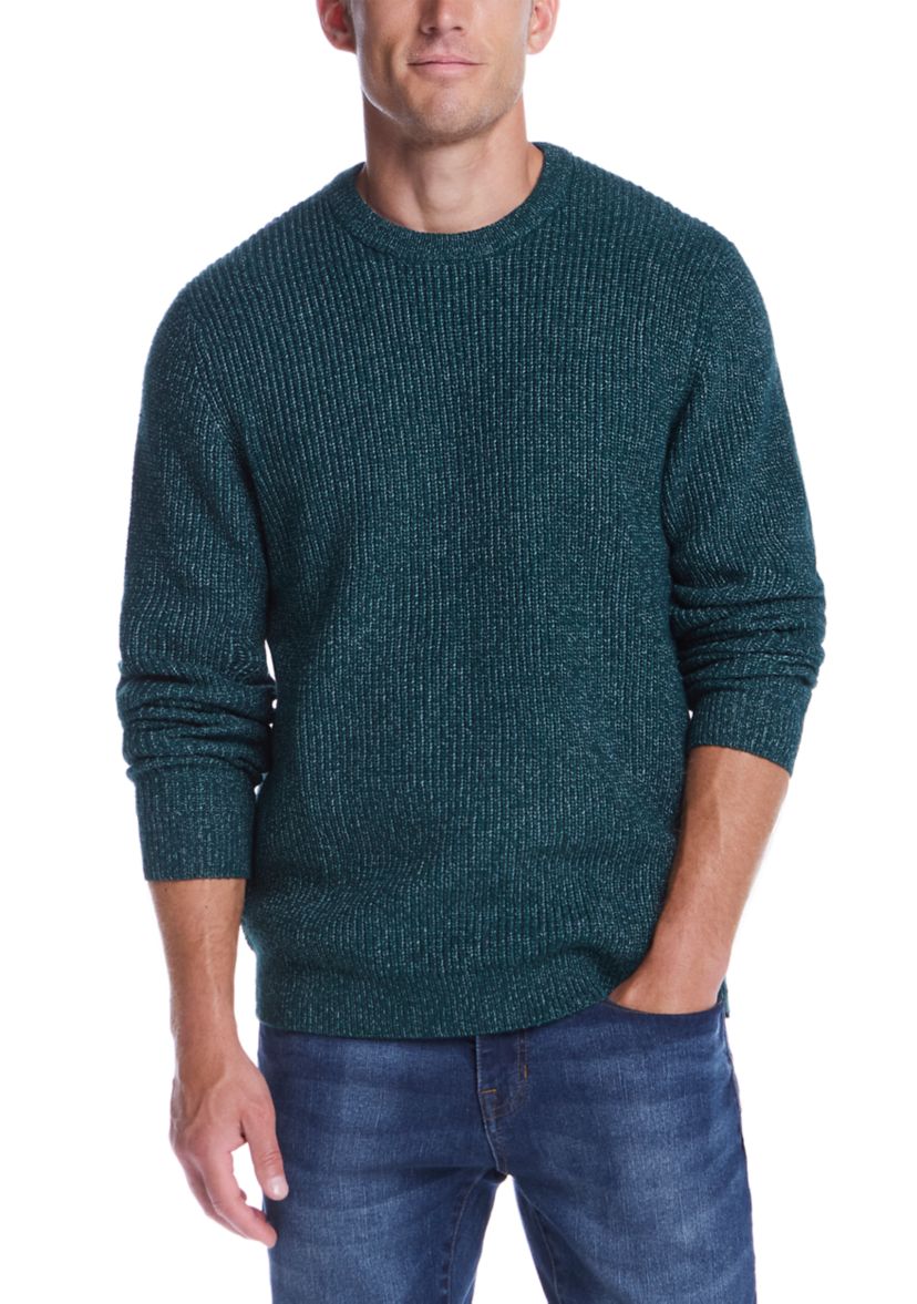 Mens Cardigan Stitch Crew Neck Sweater