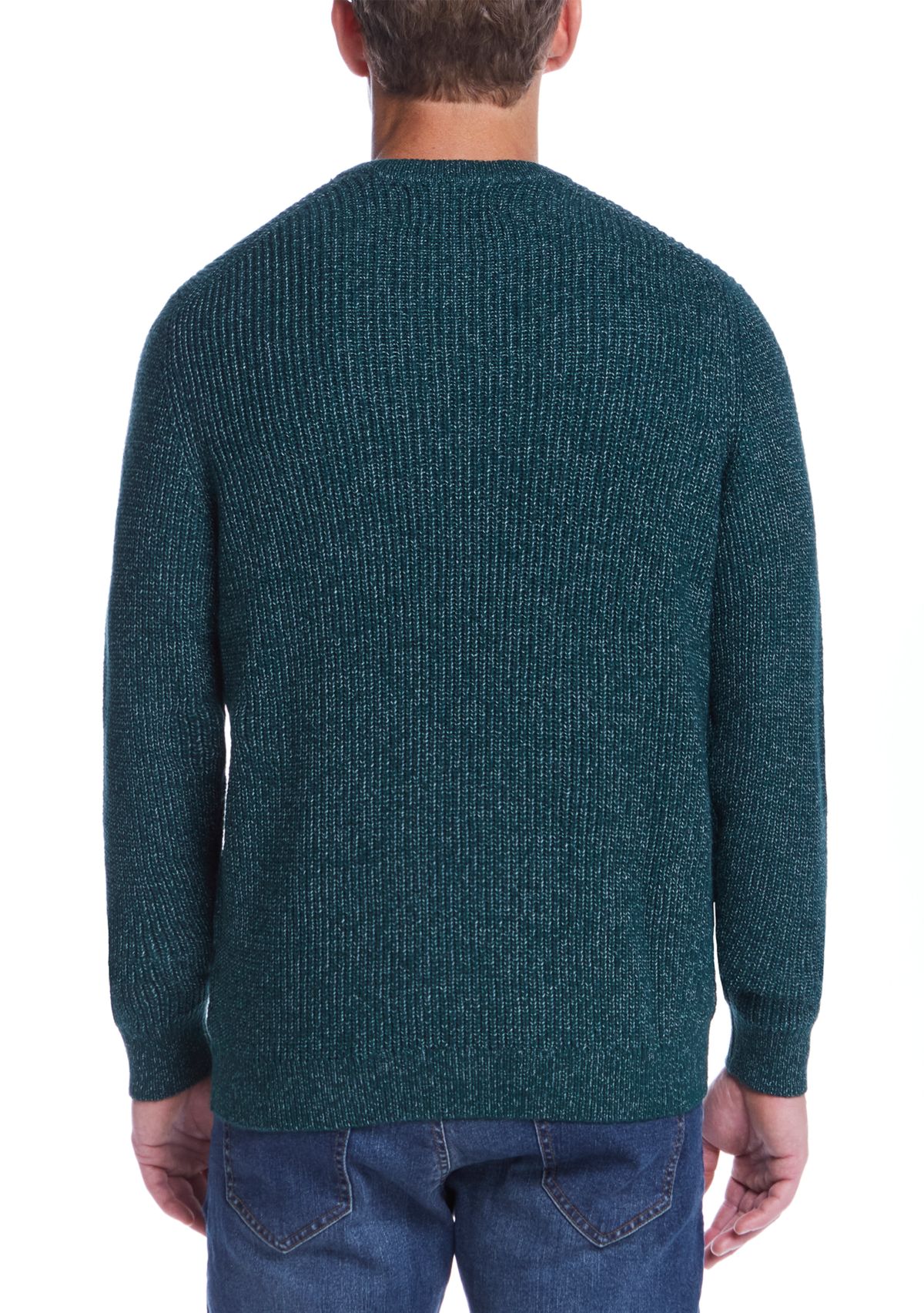 Mens Cardigan Stitch Crew Neck Sweater