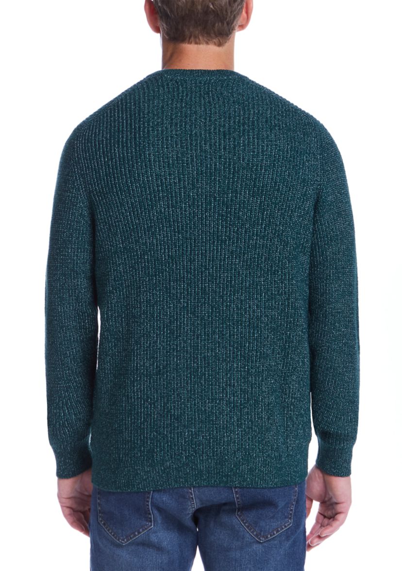 Mens Cardigan Stitch Crew Neck Sweater