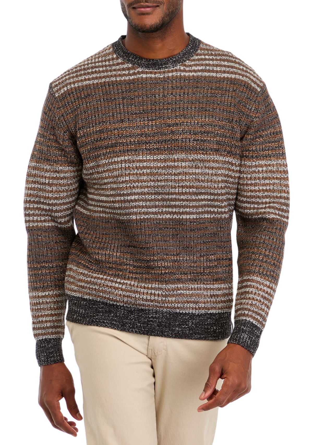 Mens Mixed Stripe Crew Neck Sweater 