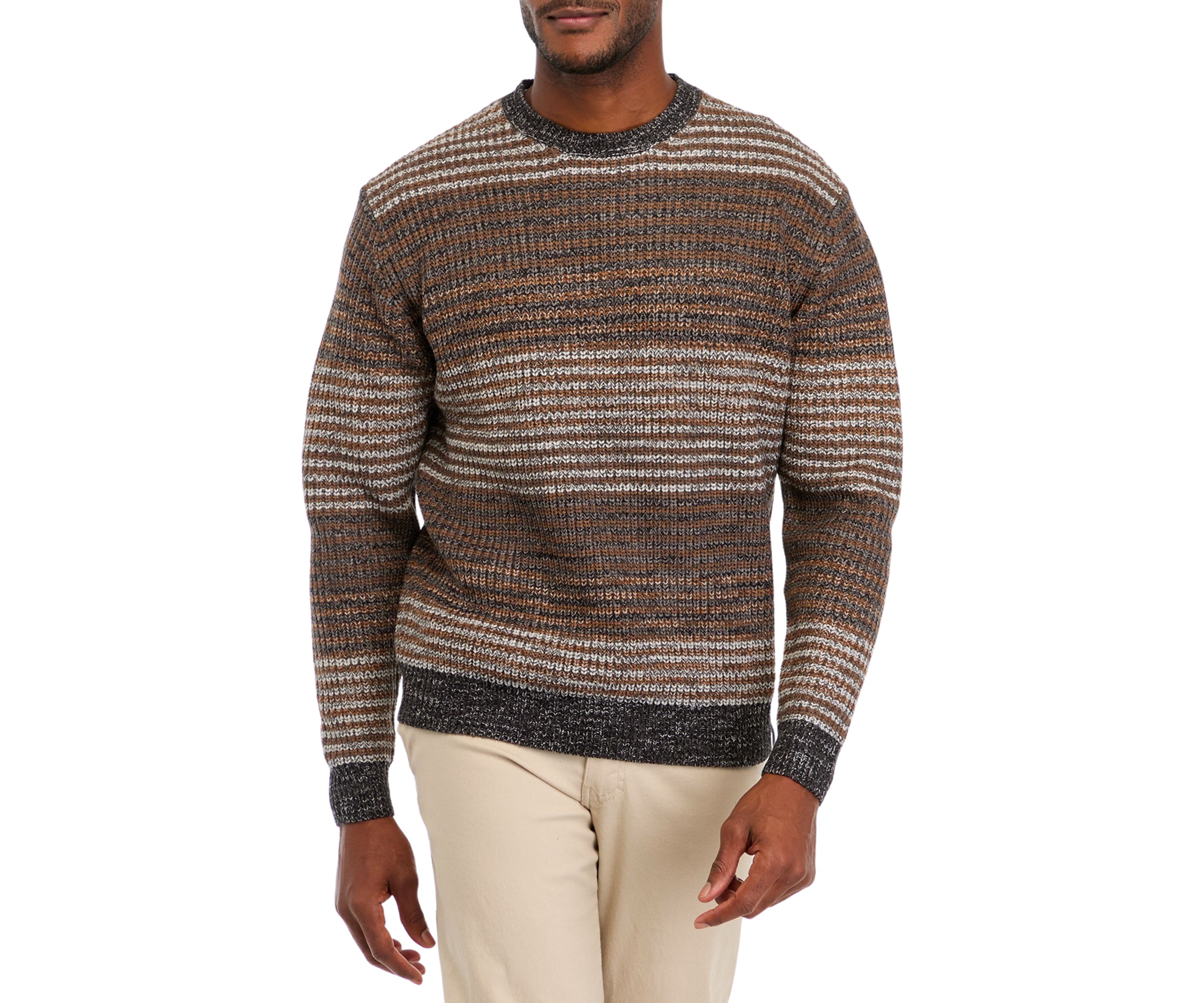 Mens Mixed Stripe Crew Neck Sweater 