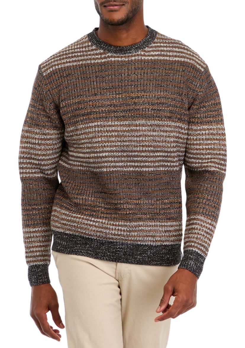 Mens Mixed Stripe Crew Neck Sweater 