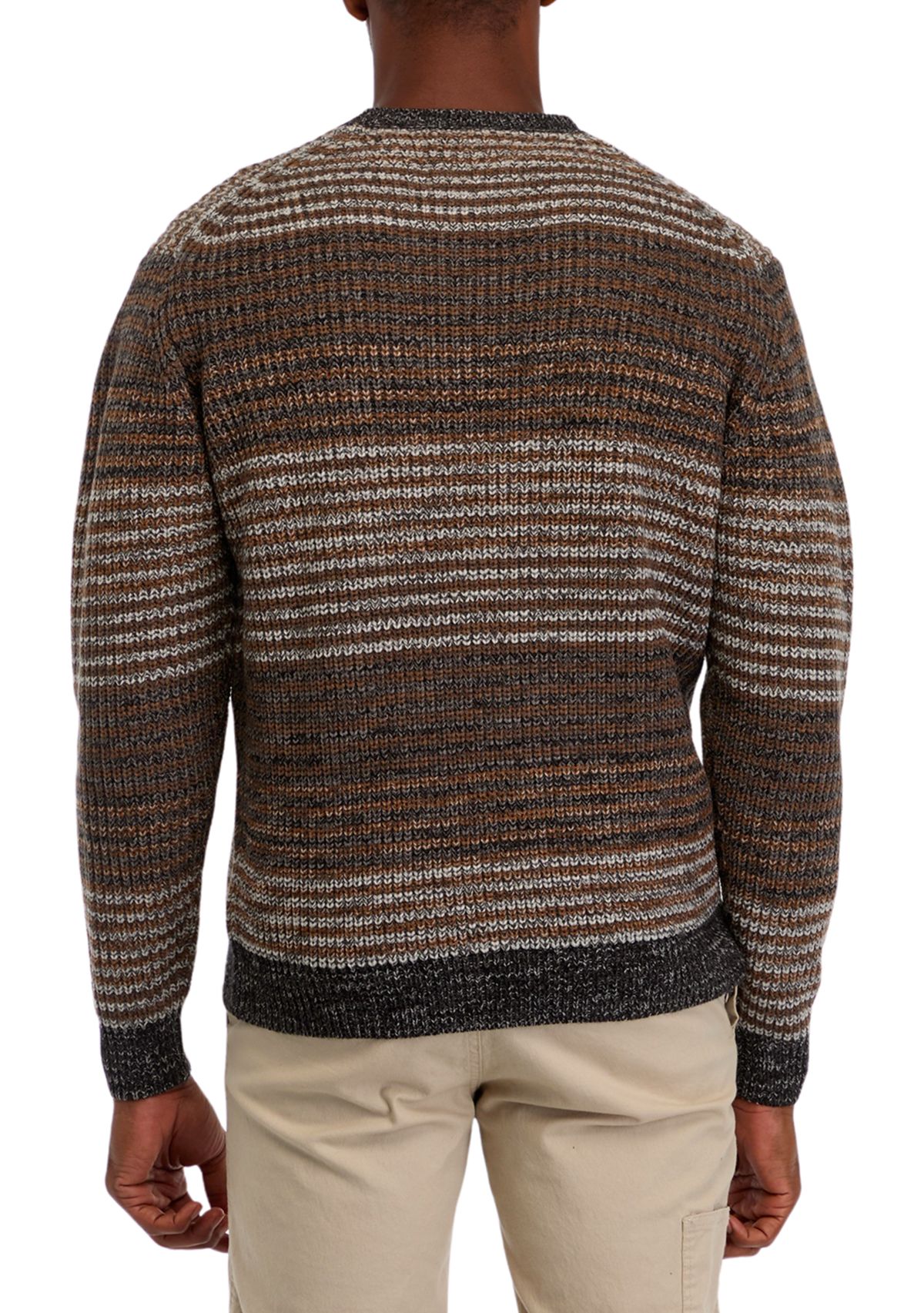 Mens Mixed Stripe Crew Neck Sweater 