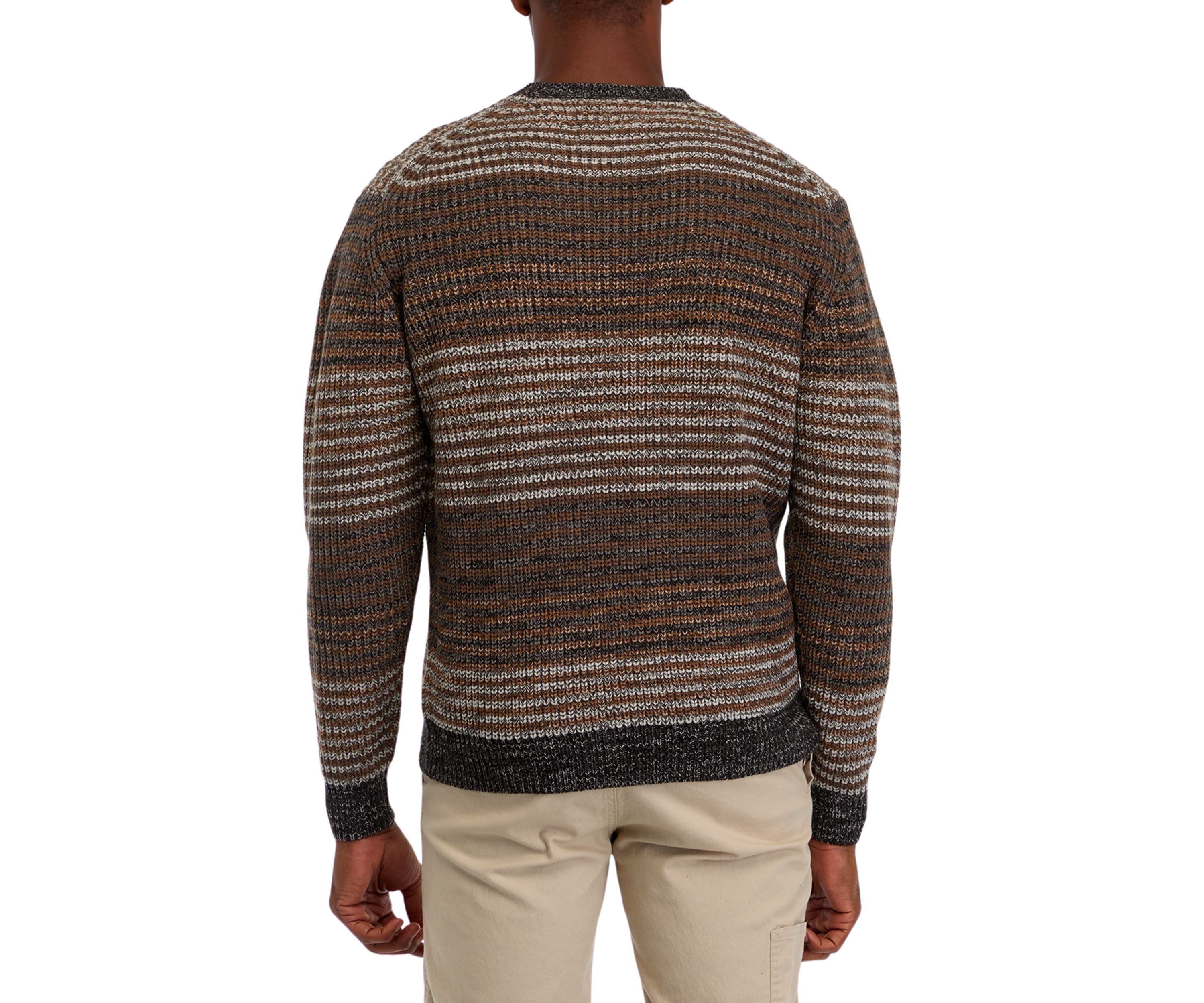 Mens Mixed Stripe Crew Neck Sweater 
