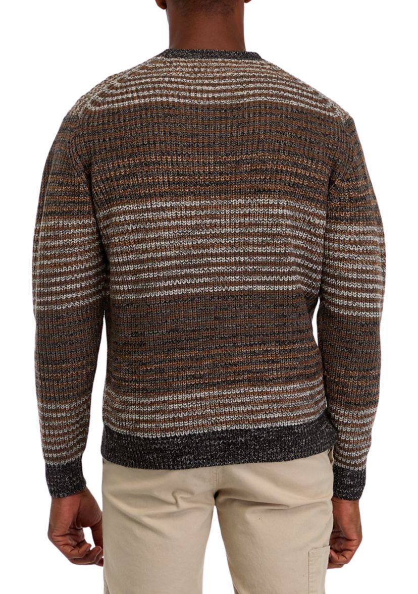 Mens Mixed Stripe Crew Neck Sweater 