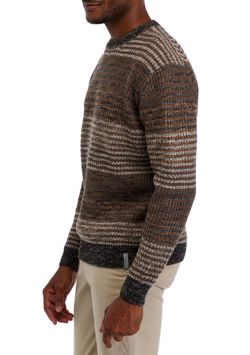 Mens Mixed Stripe Crew Neck Sweater 