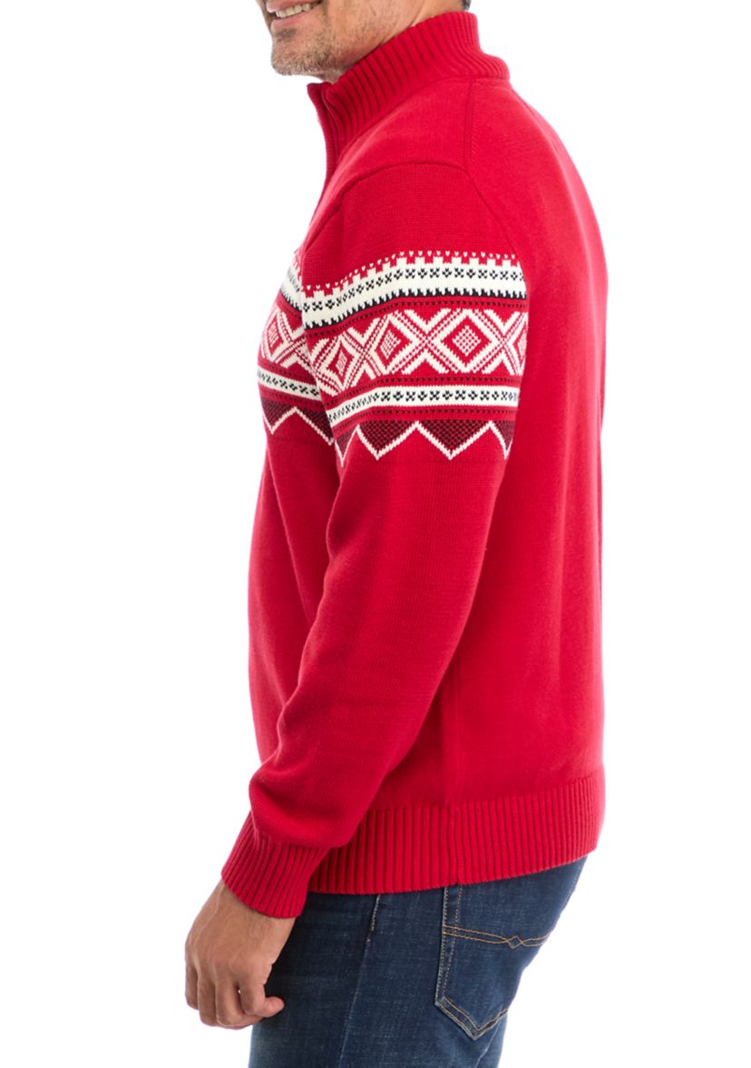 Holiday Nordic Quarter Zip Sweater 