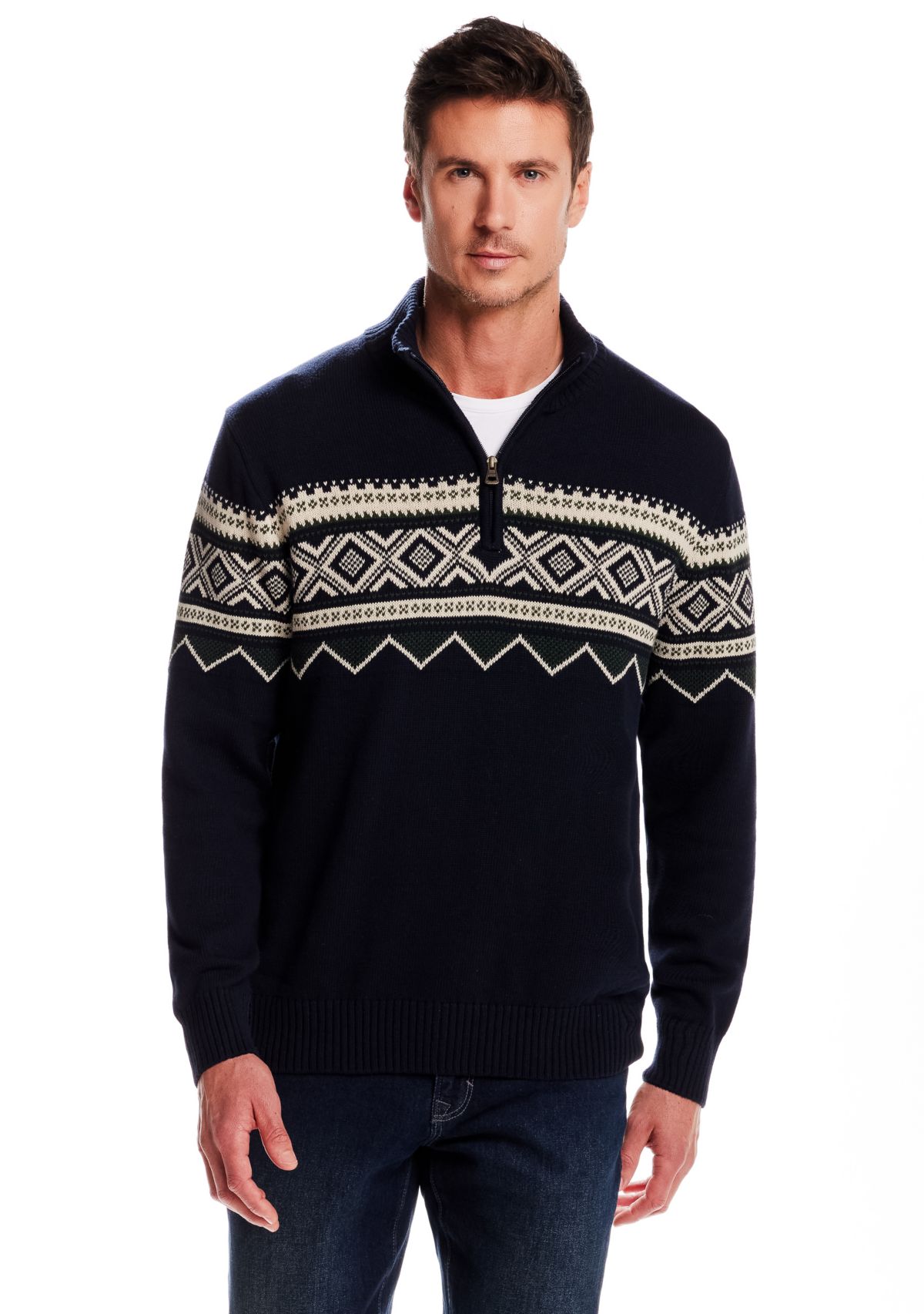 Mens Nordic Quarter Zip Sweater