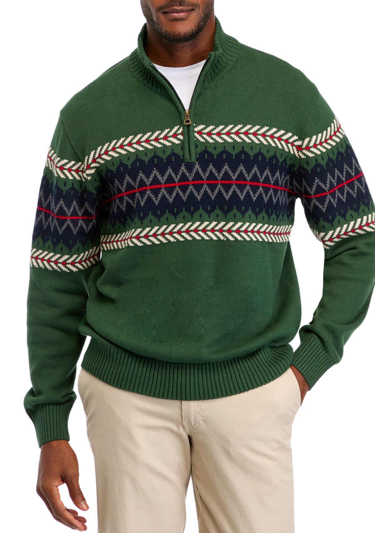 Mens Holiday Quarter Zip Sweater 