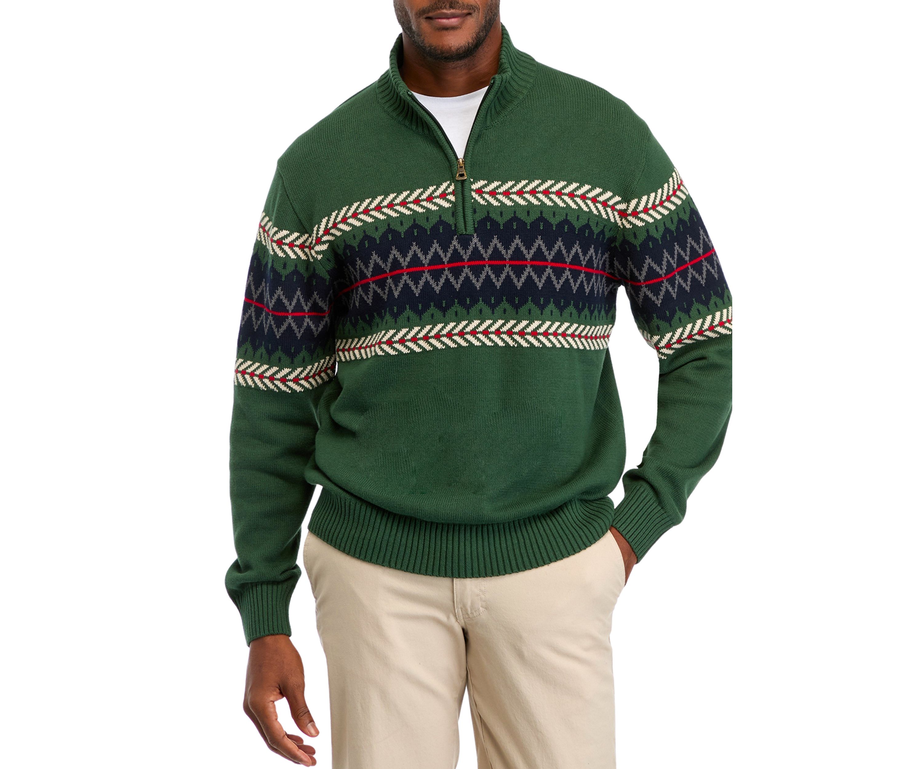 Mens Holiday Quarter Zip Sweater 