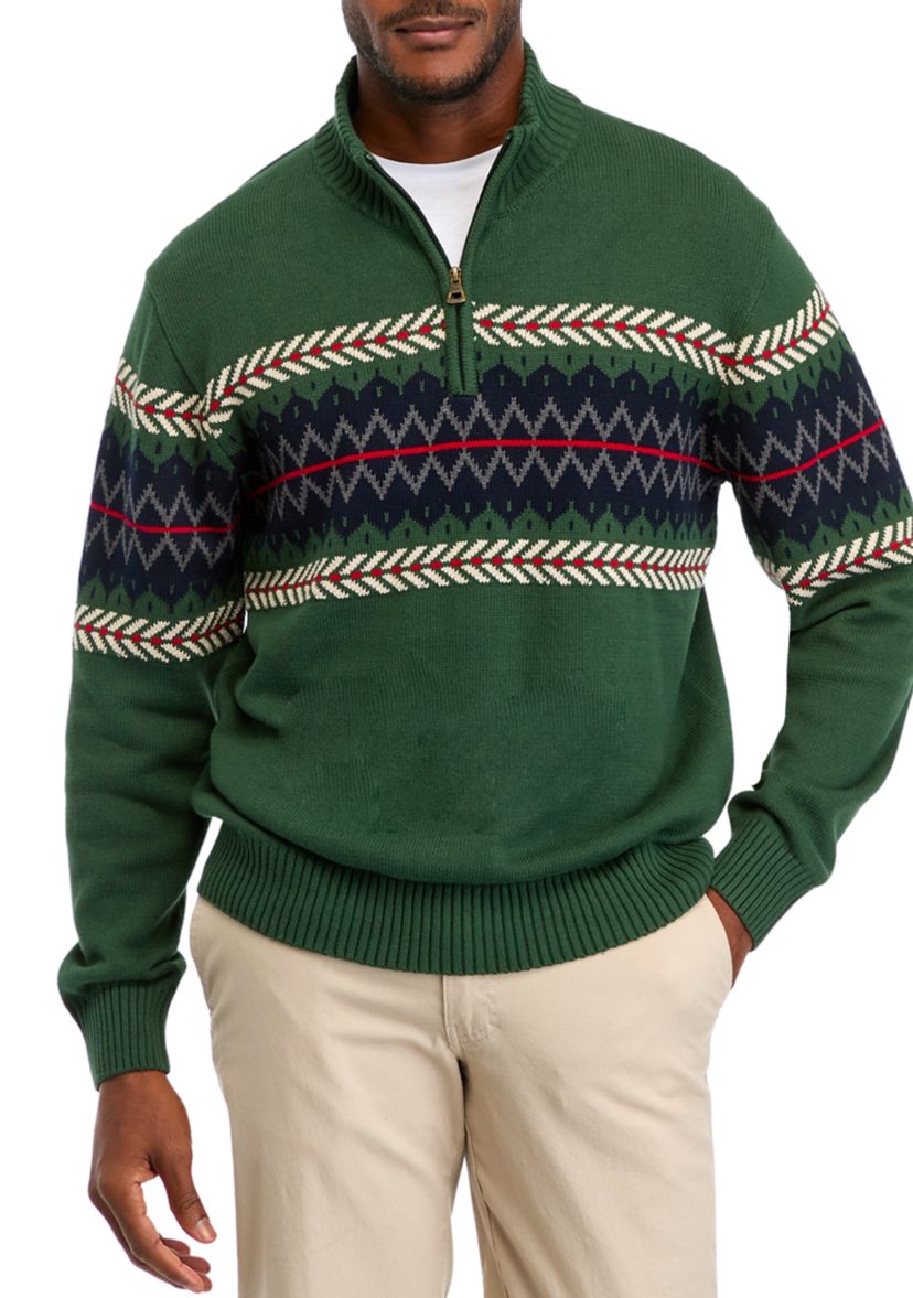 Mens Holiday Quarter Zip Sweater 