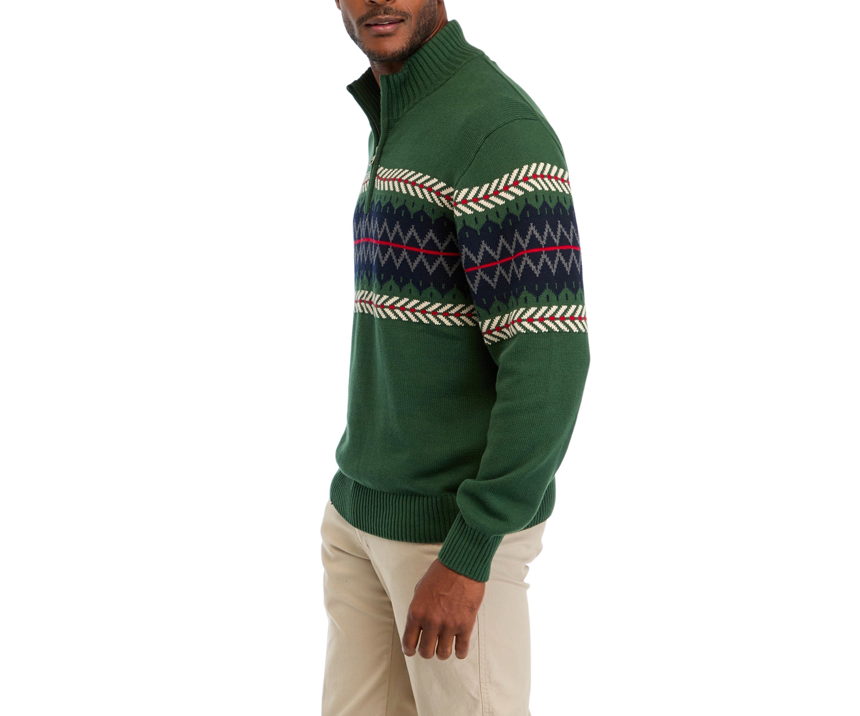Mens Holiday Quarter Zip Sweater 