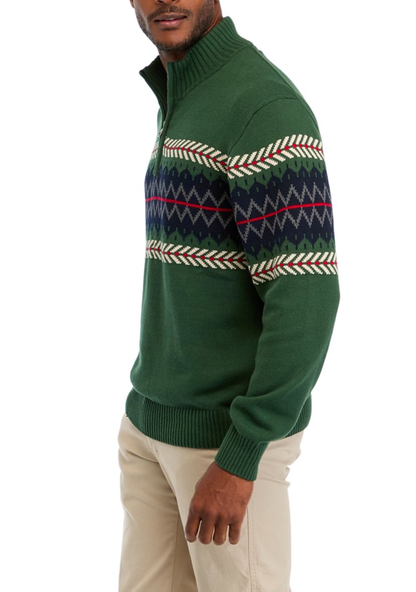 Mens Holiday Quarter Zip Sweater 
