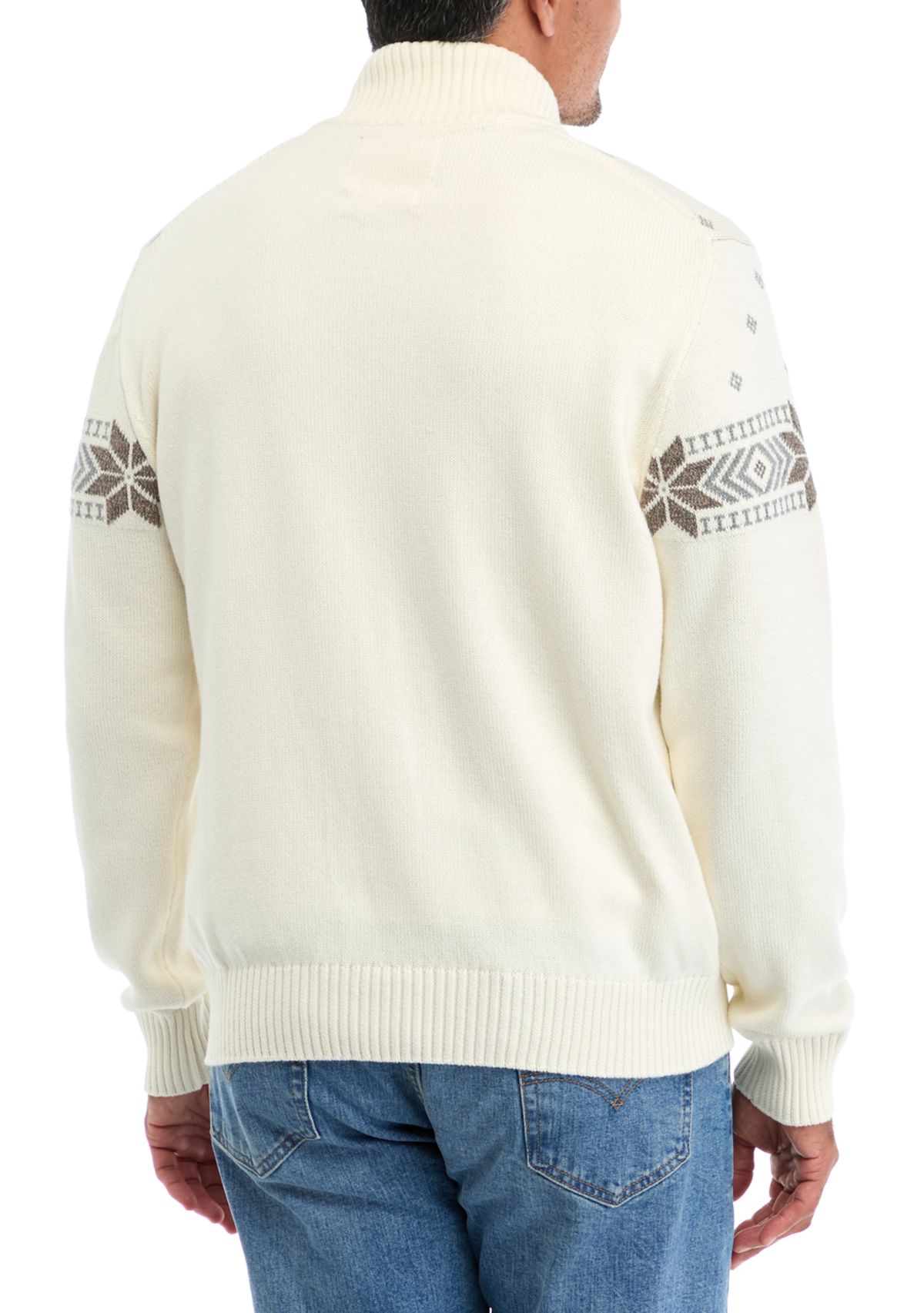   Holiday Snowflake Quarter Zip Sweater 