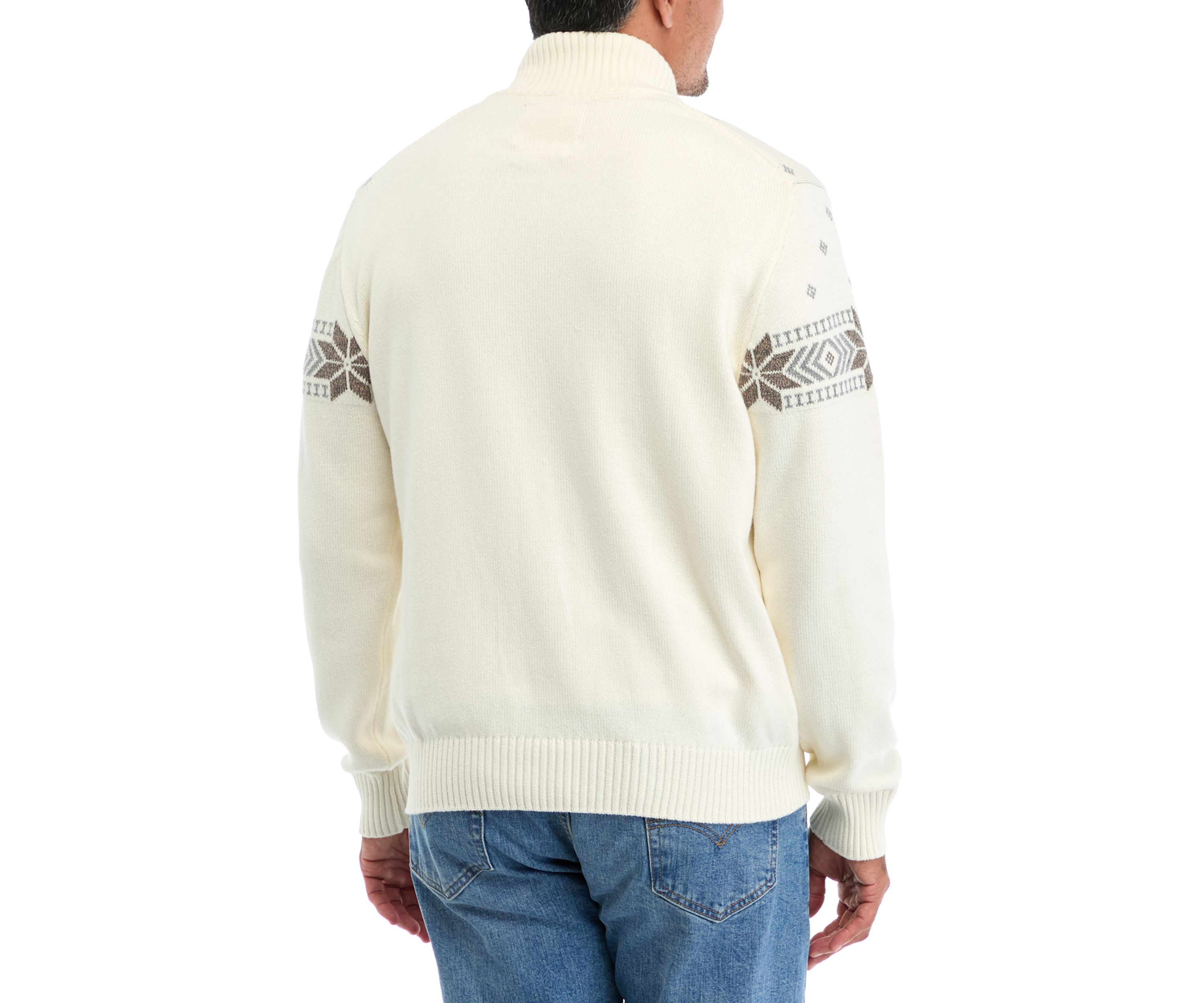   Holiday Snowflake Quarter Zip Sweater 