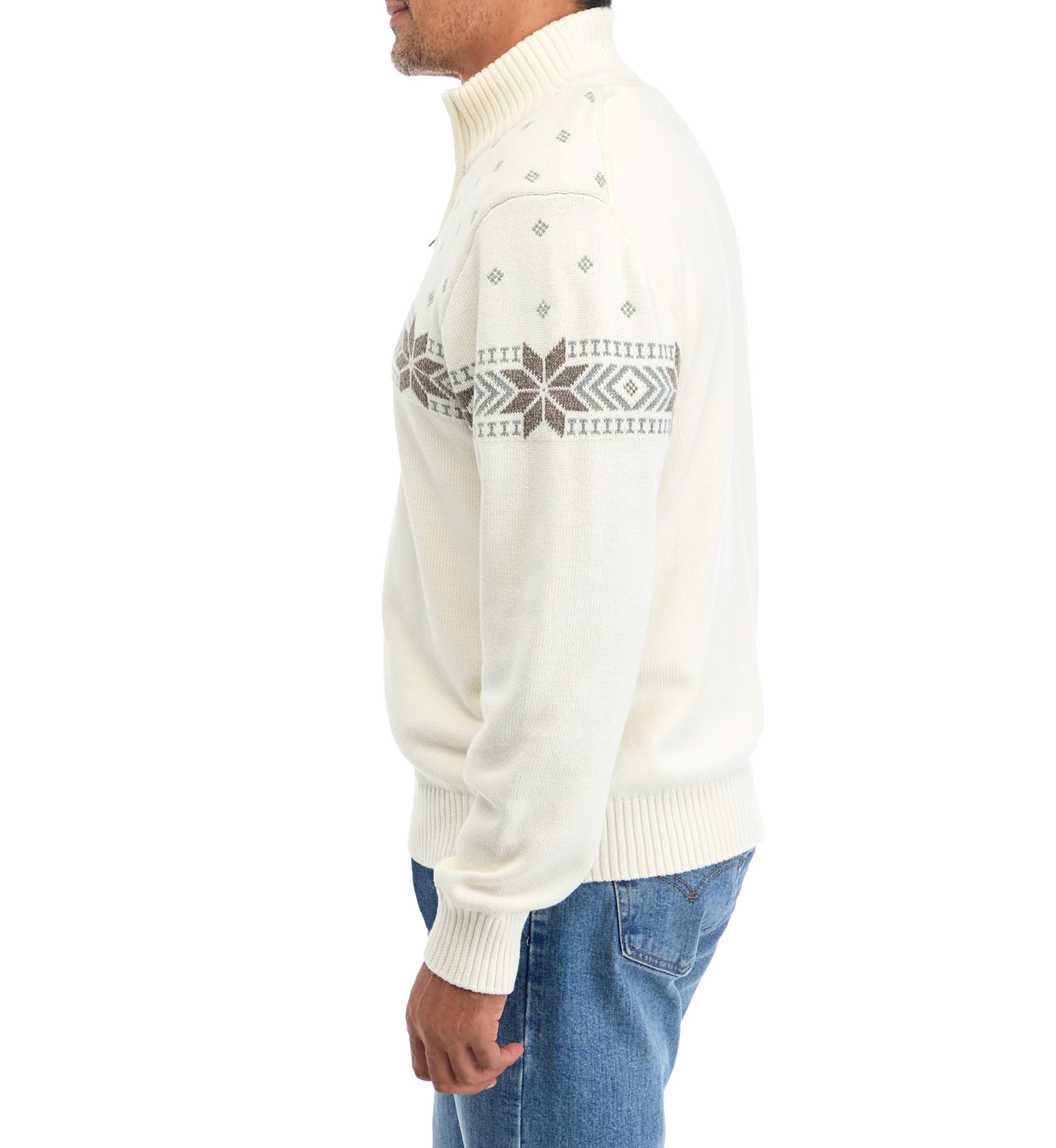   Holiday Snowflake Quarter Zip Sweater 