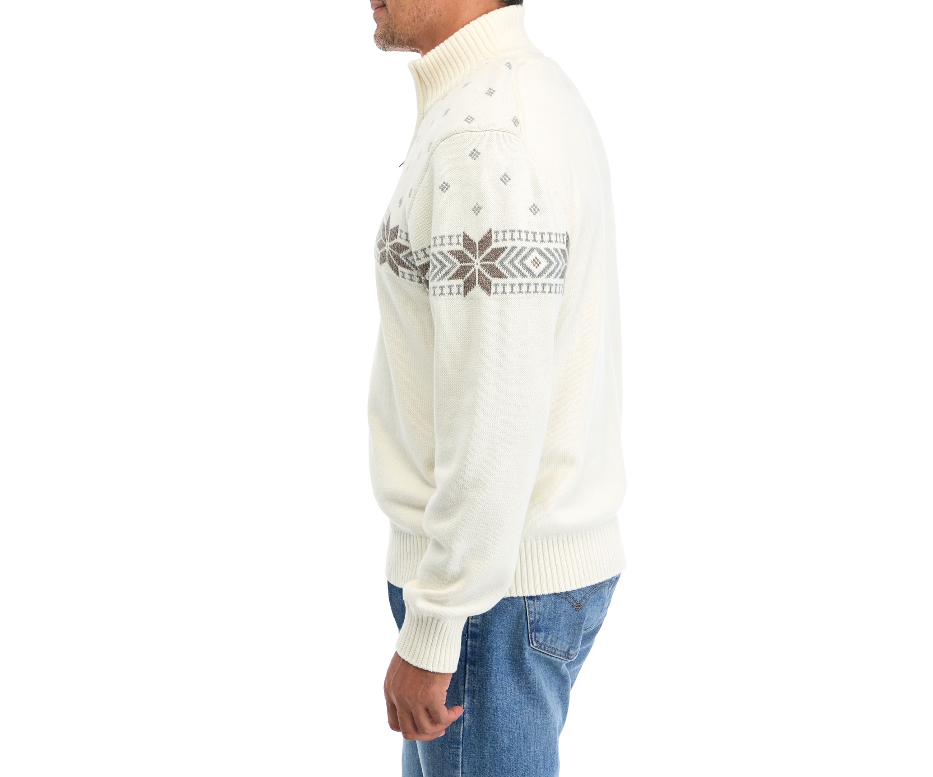   Holiday Snowflake Quarter Zip Sweater 