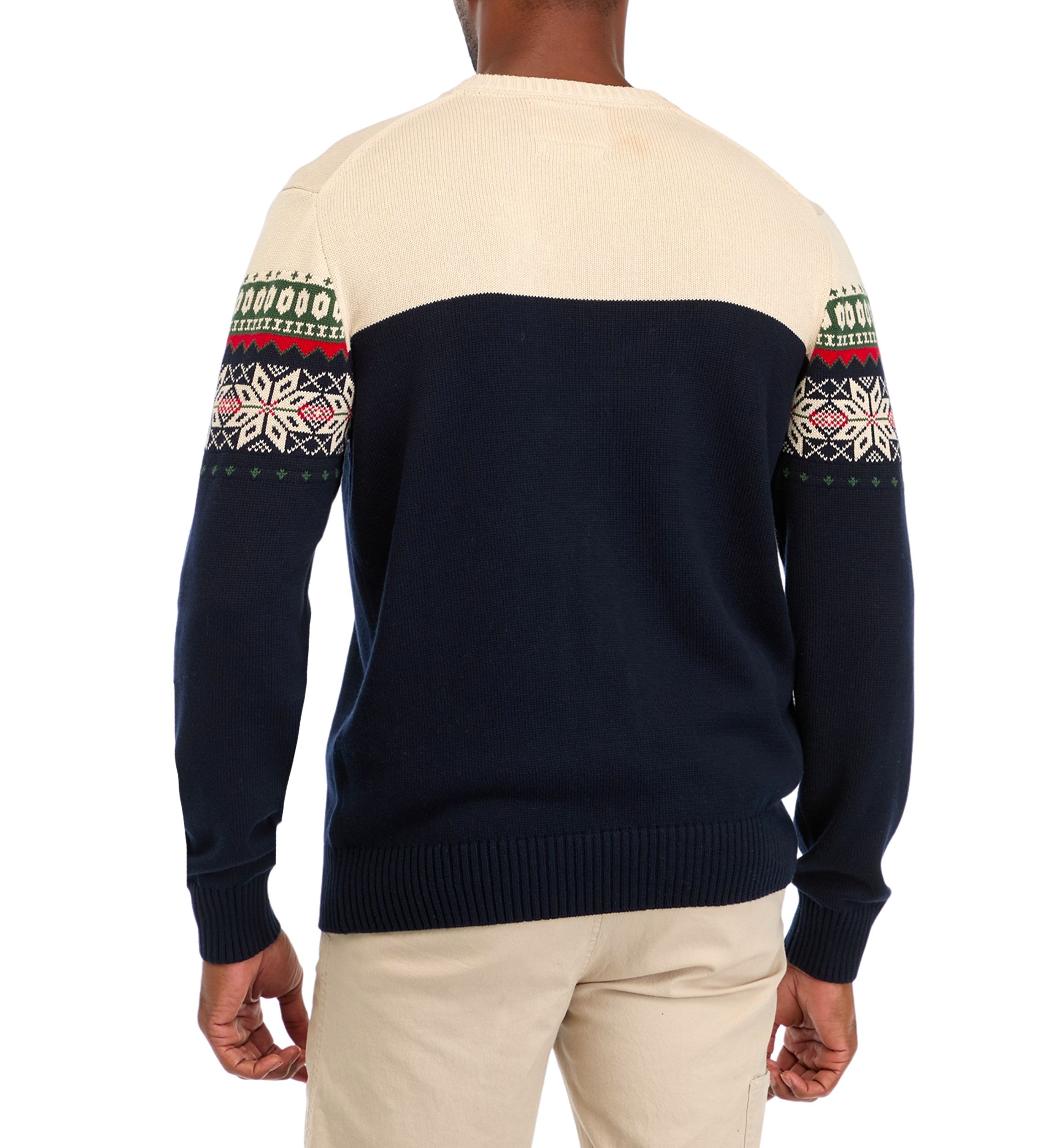 Mens Holiday Snowflake Crew Neck Sweater 