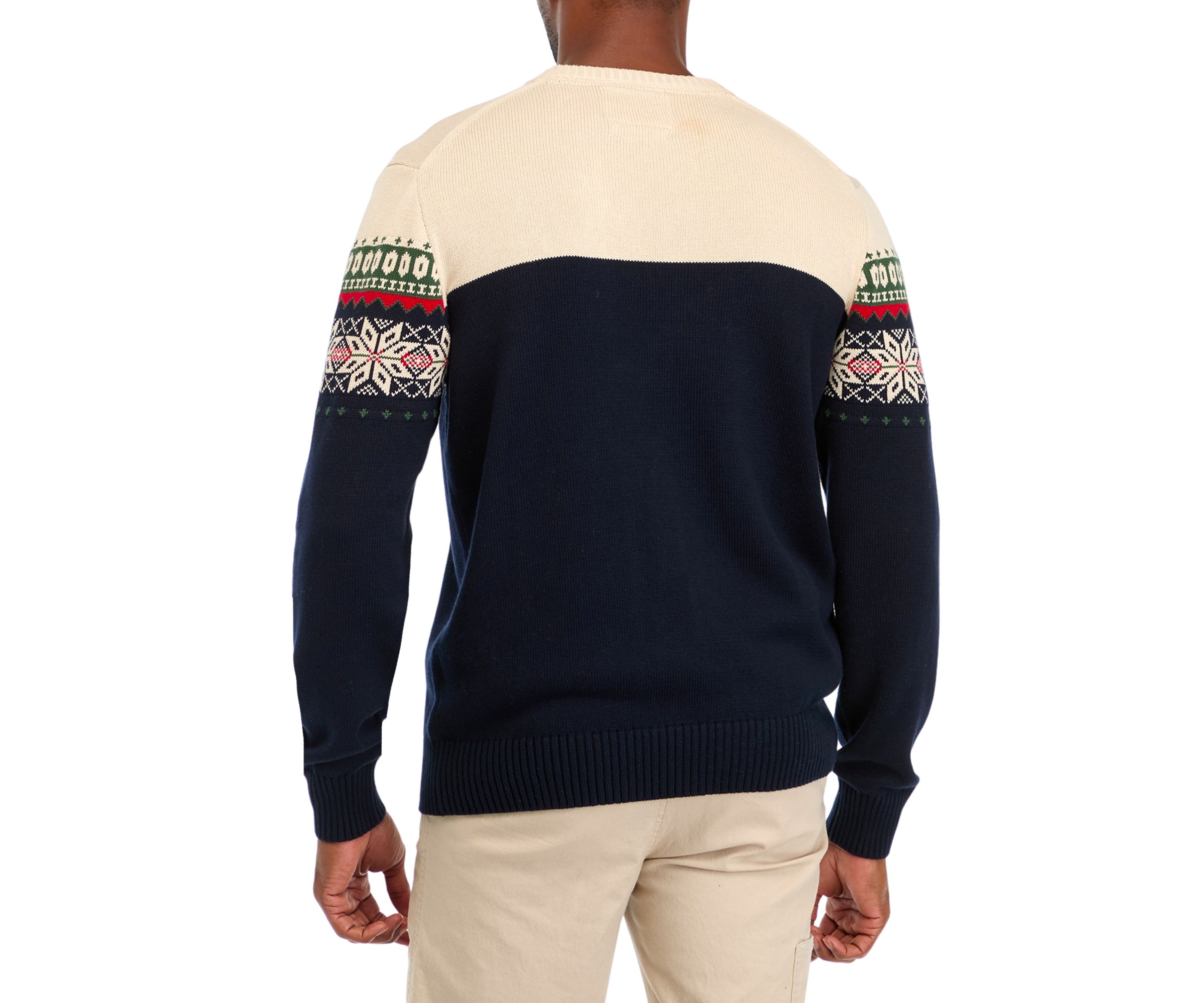 Mens Holiday Snowflake Crew Neck Sweater 