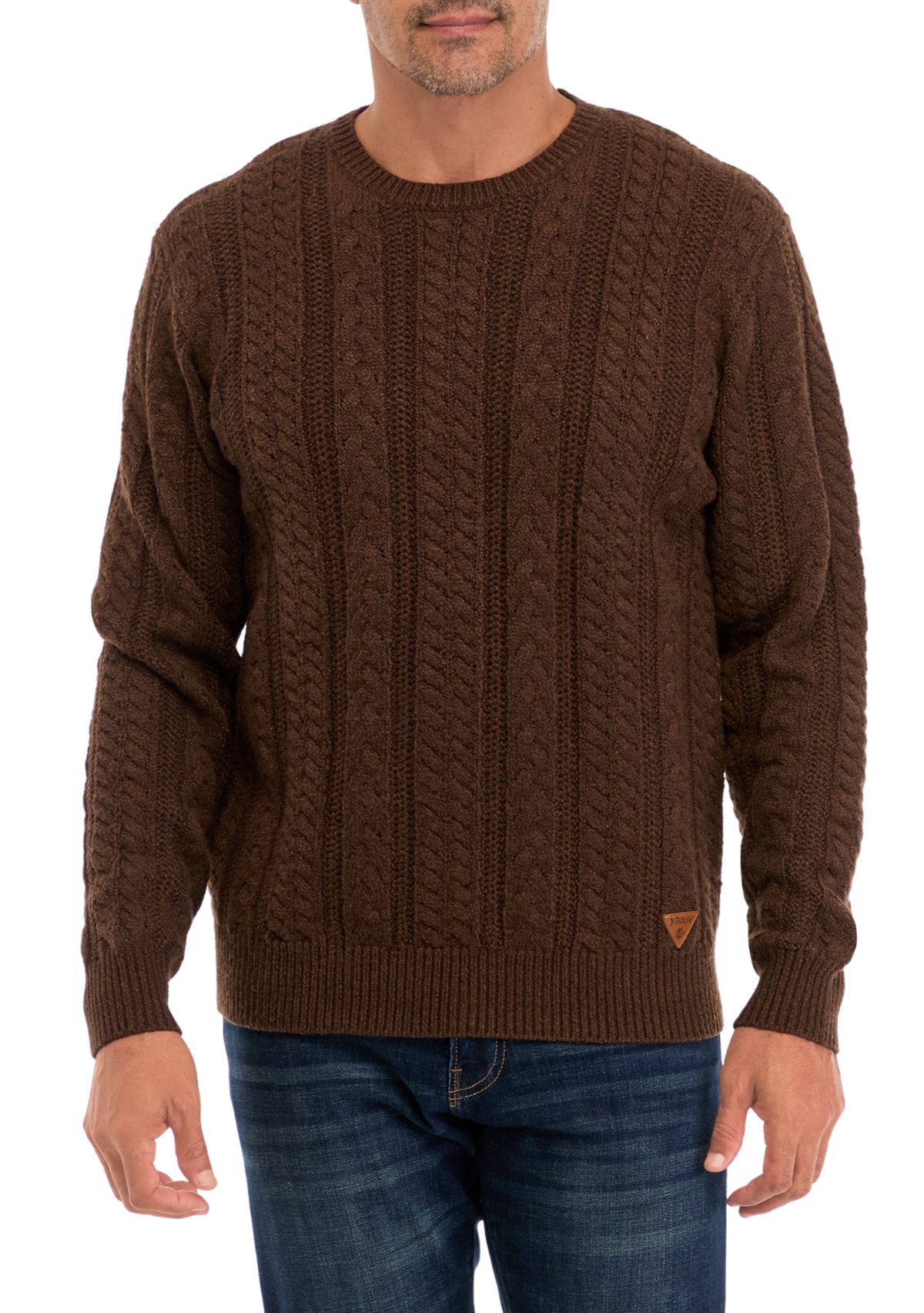 Mens Cable Knit Crew Neck Sweater 