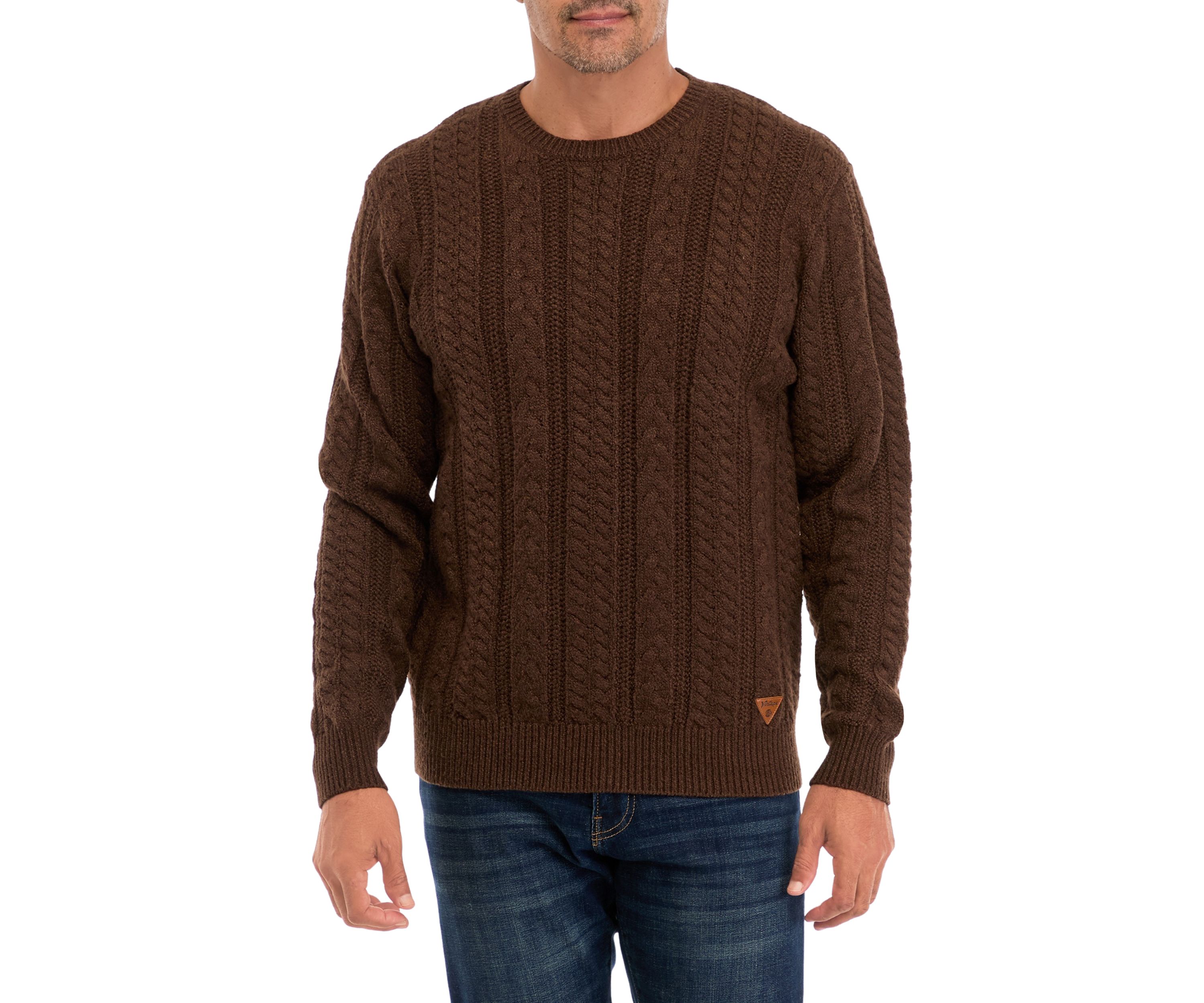 Mens Cable Knit Crew Neck Sweater 