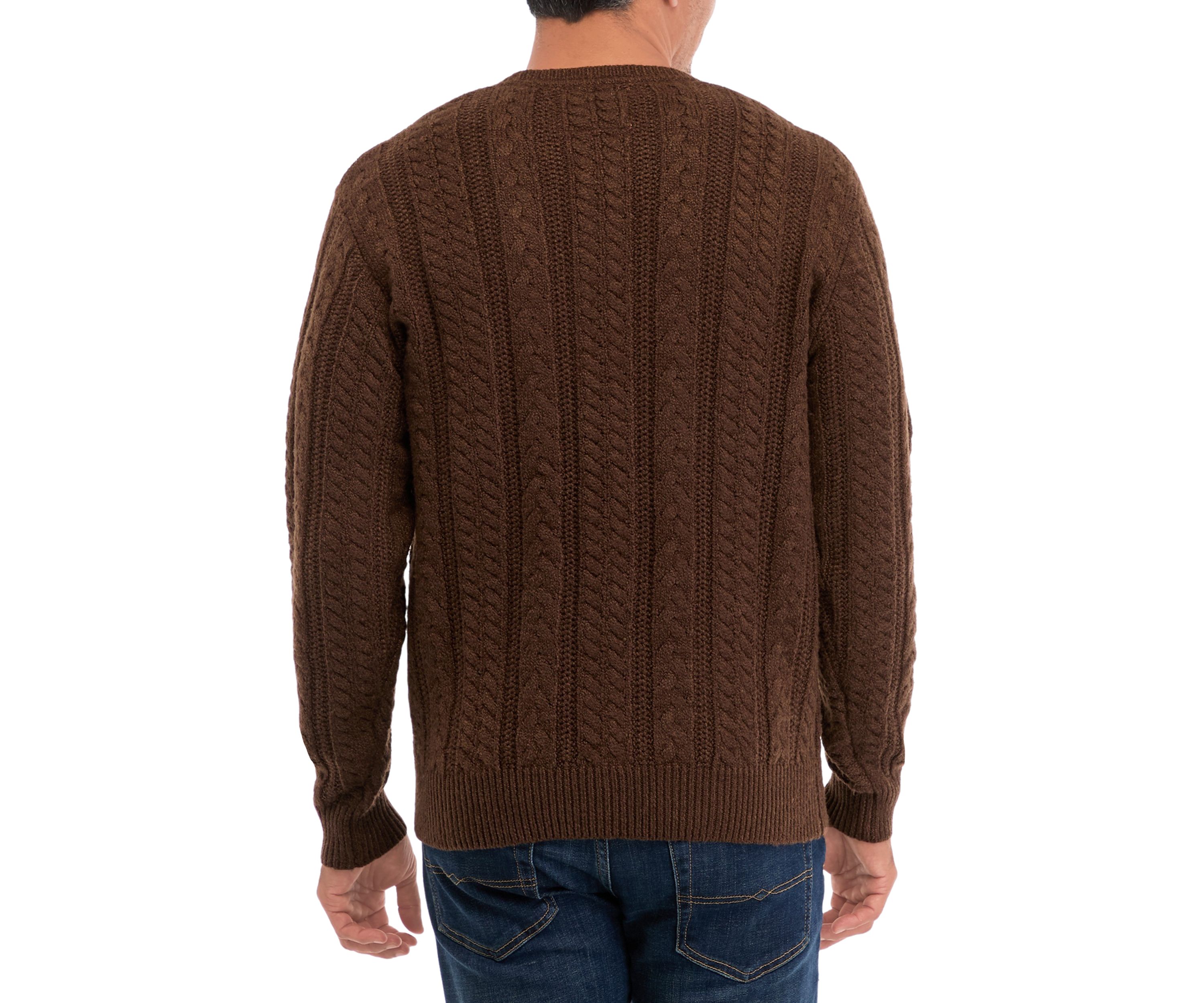 Mens Cable Knit Crew Neck Sweater 