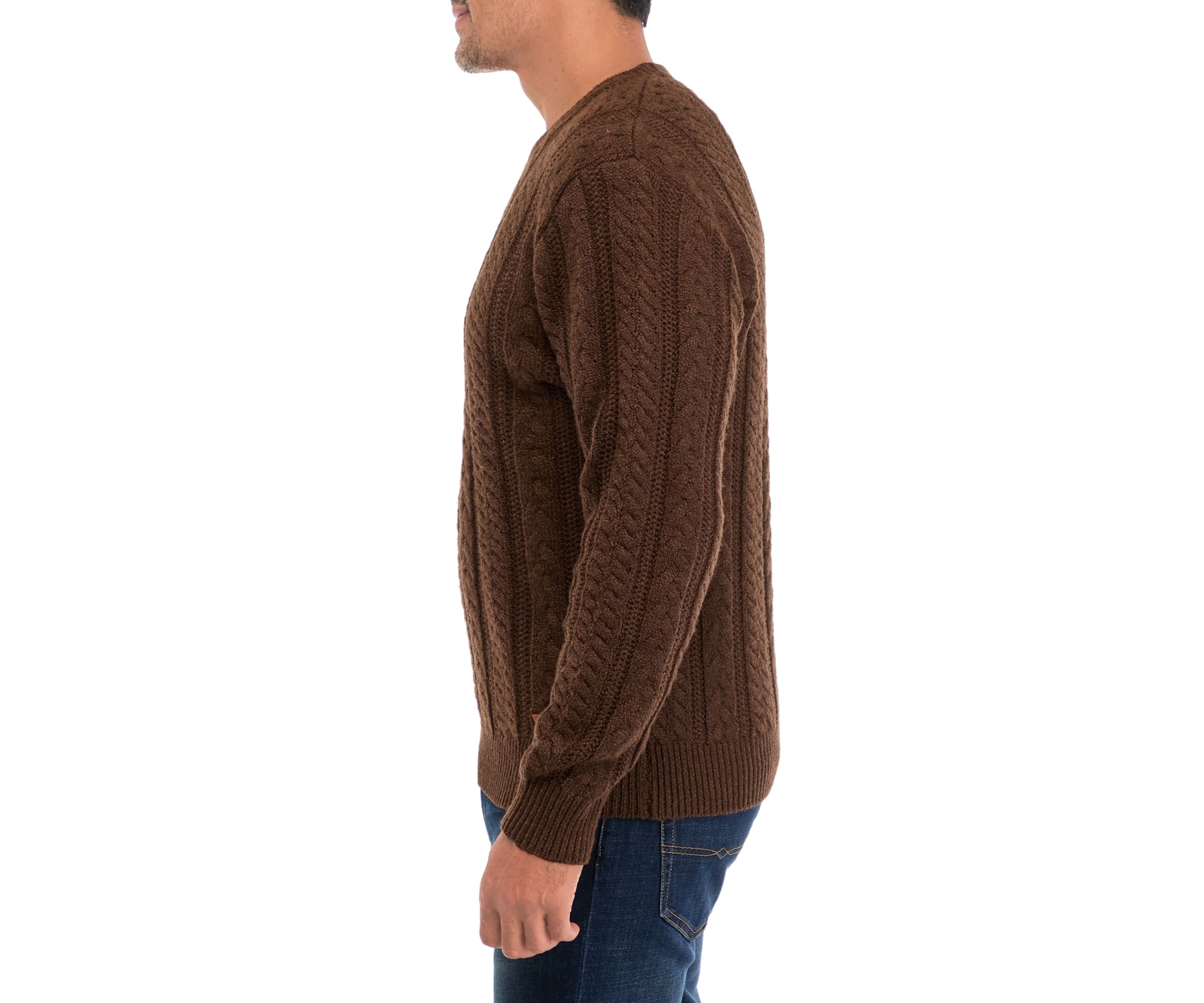 Mens Cable Knit Crew Neck Sweater 