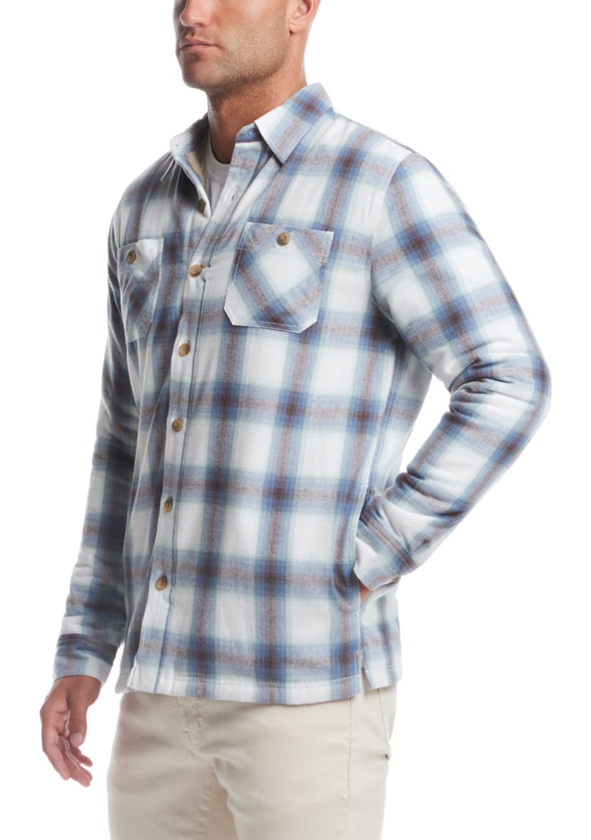 Mens Sherpa Lined Flannel Shirt Jacket 