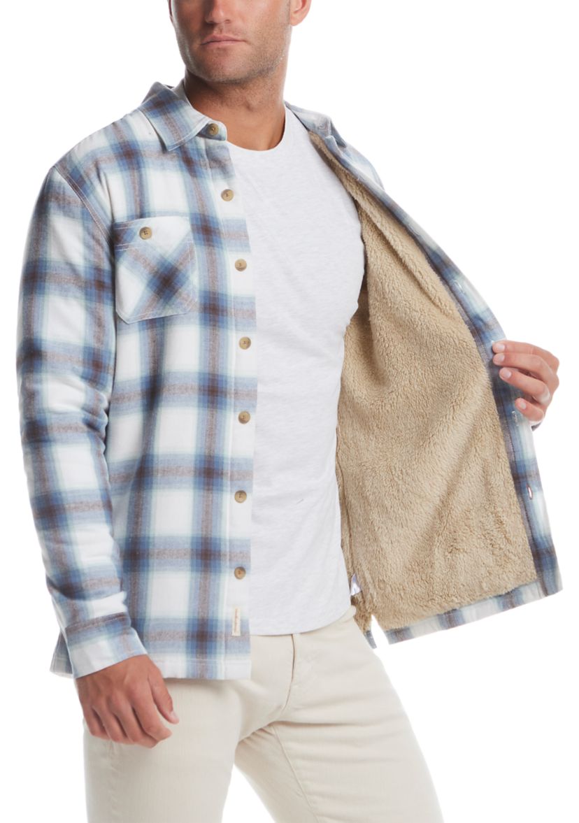 Mens Sherpa Lined Flannel Shirt Jacket 