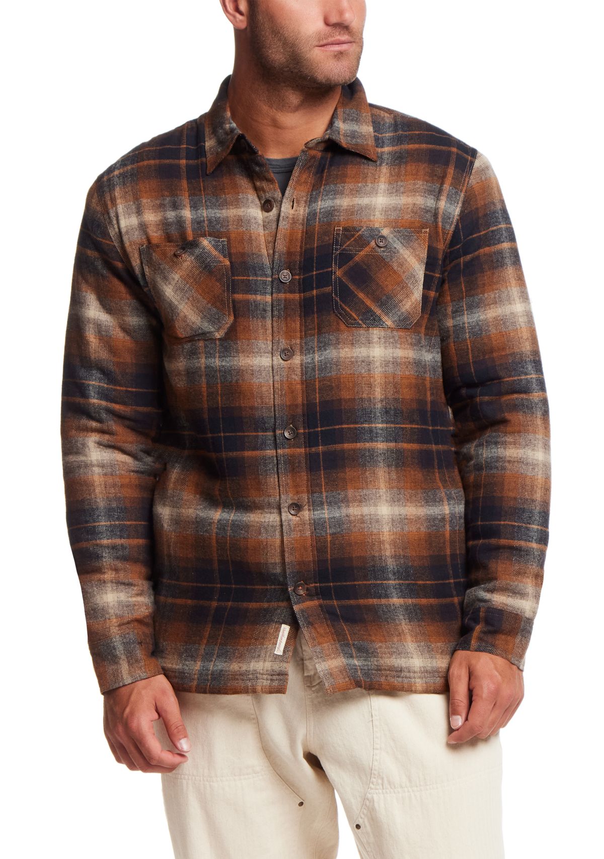 Mens Sherpa Lined Flannel Shirt Jacket