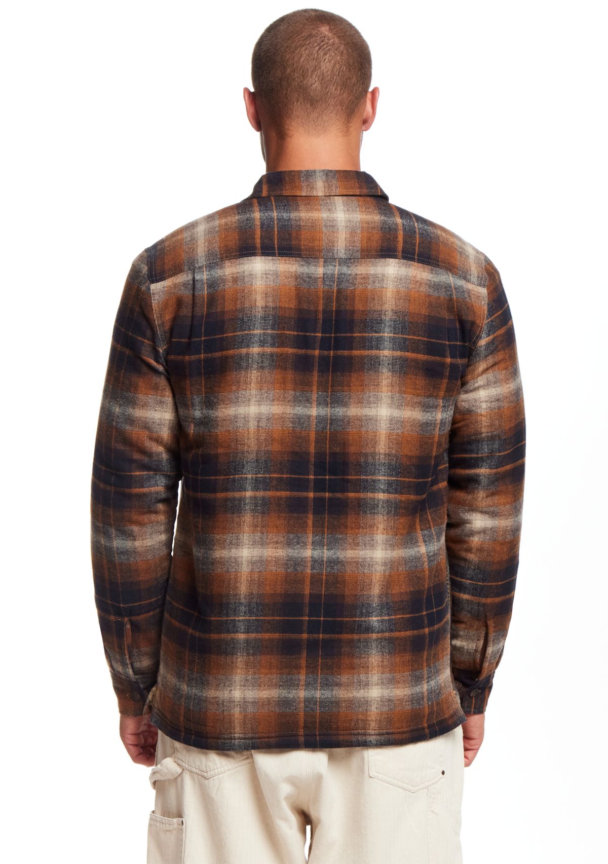 Mens Sherpa Lined Flannel Shirt Jacket