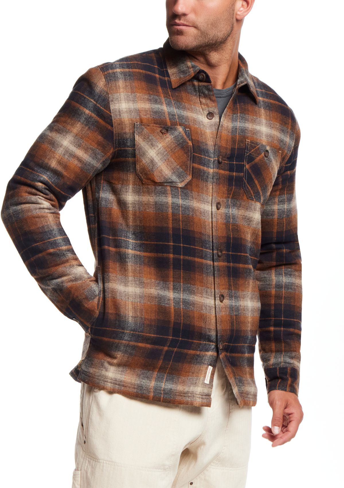 Mens Sherpa Lined Flannel Shirt Jacket