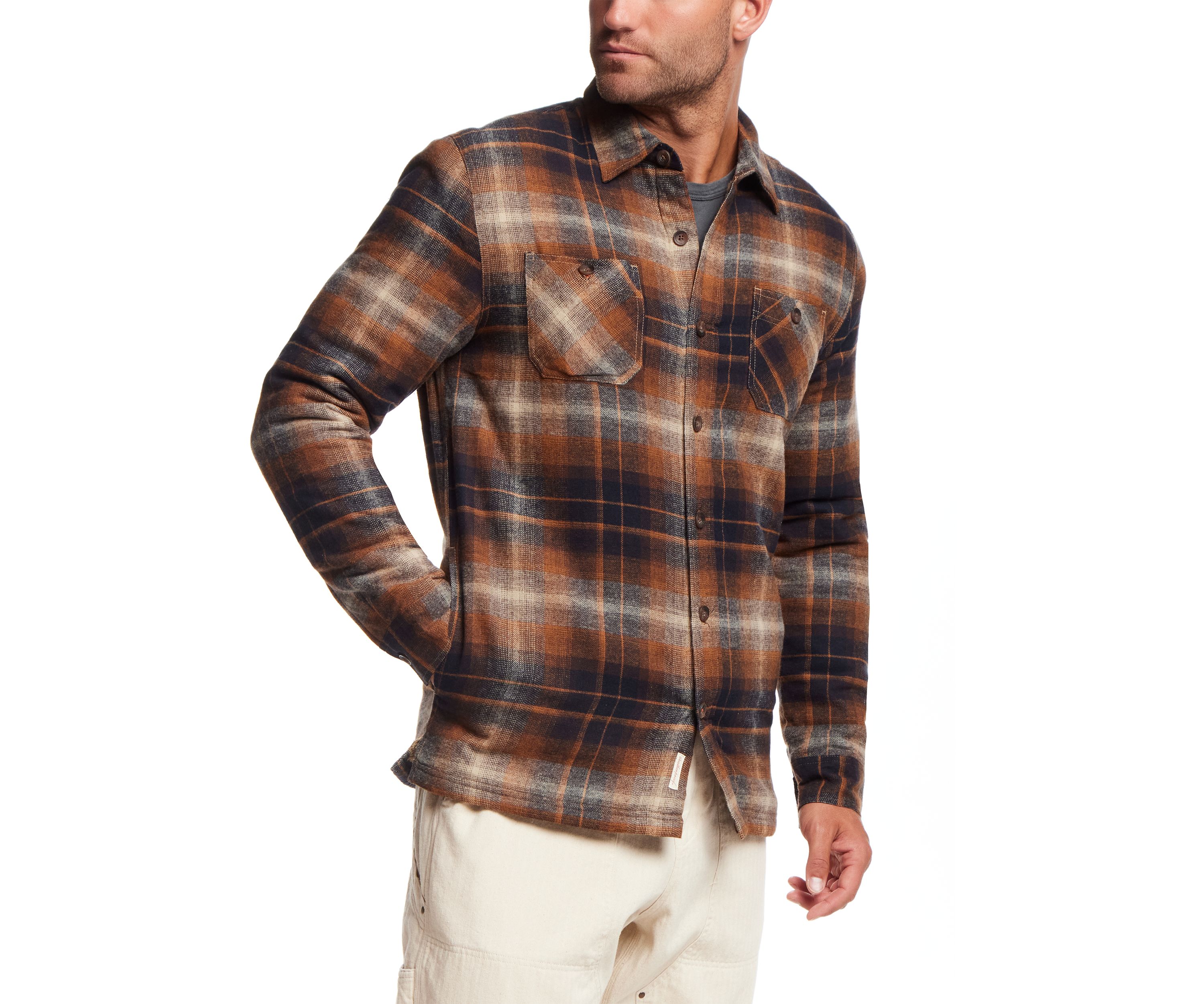 Mens Sherpa Lined Flannel Shirt Jacket