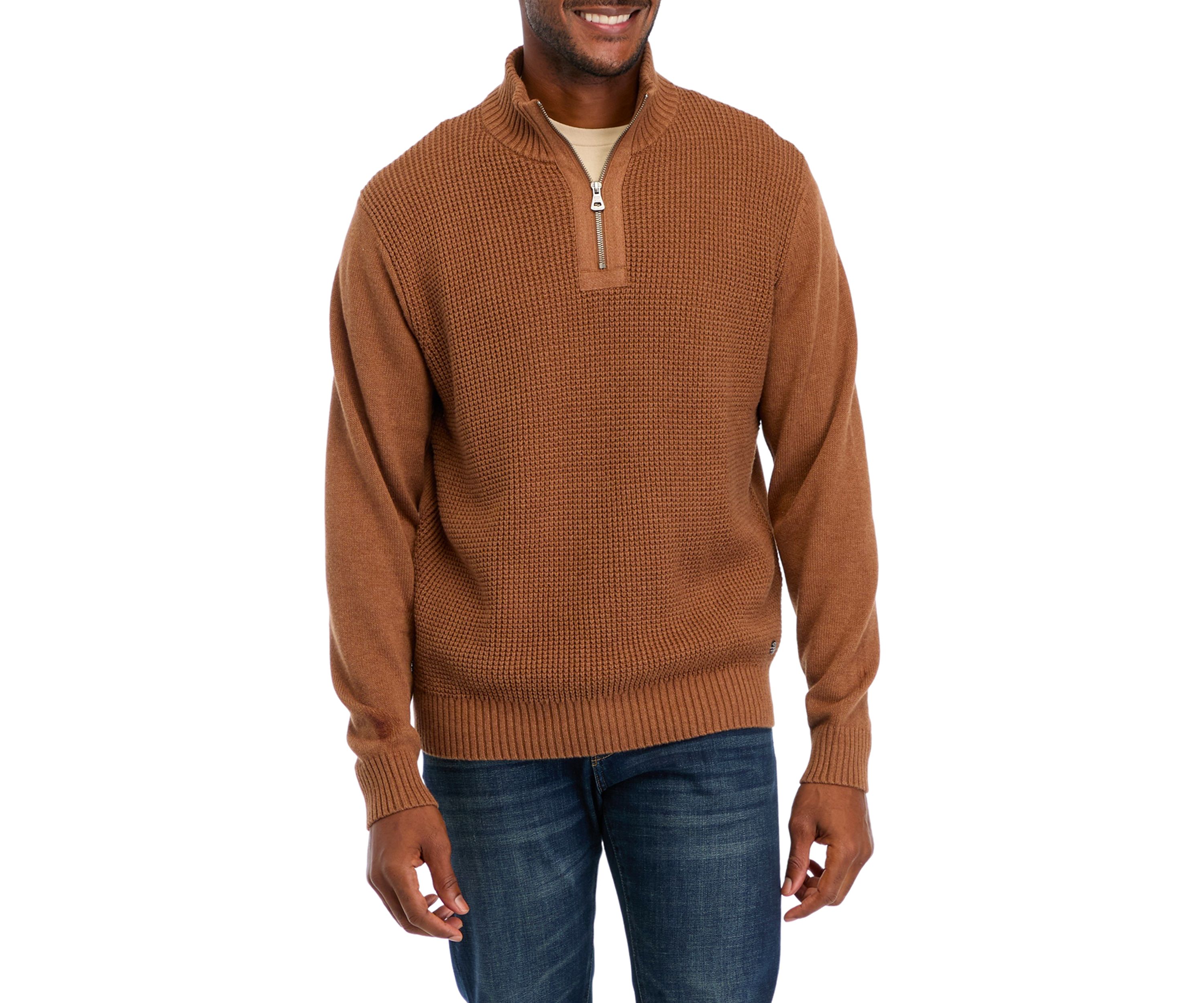 Mens Textured Quarter Zip Sweater 
