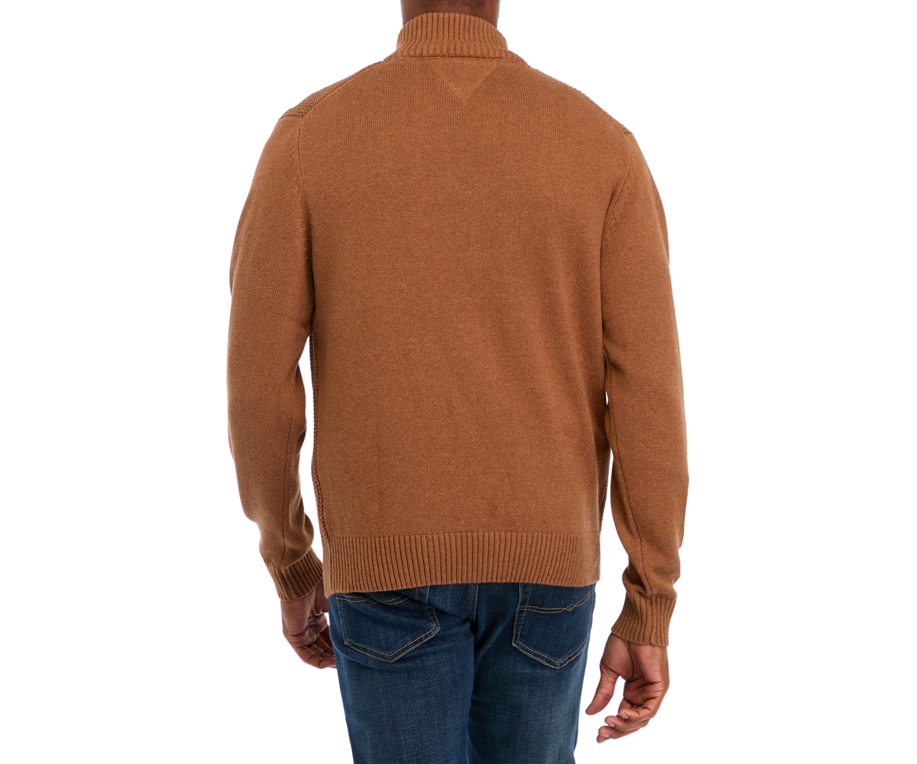 Mens Textured Quarter Zip Sweater 