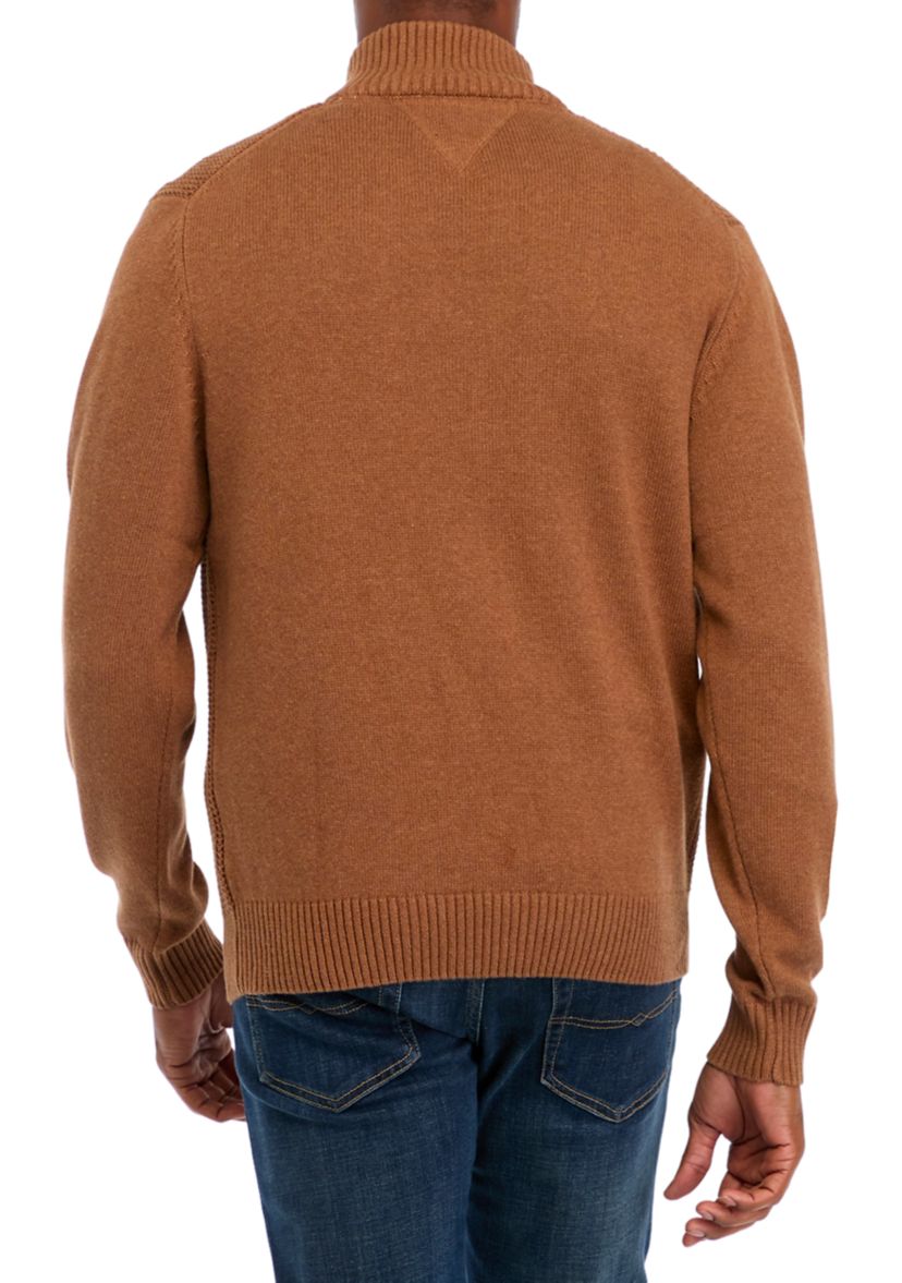 Mens Textured Quarter Zip Sweater 