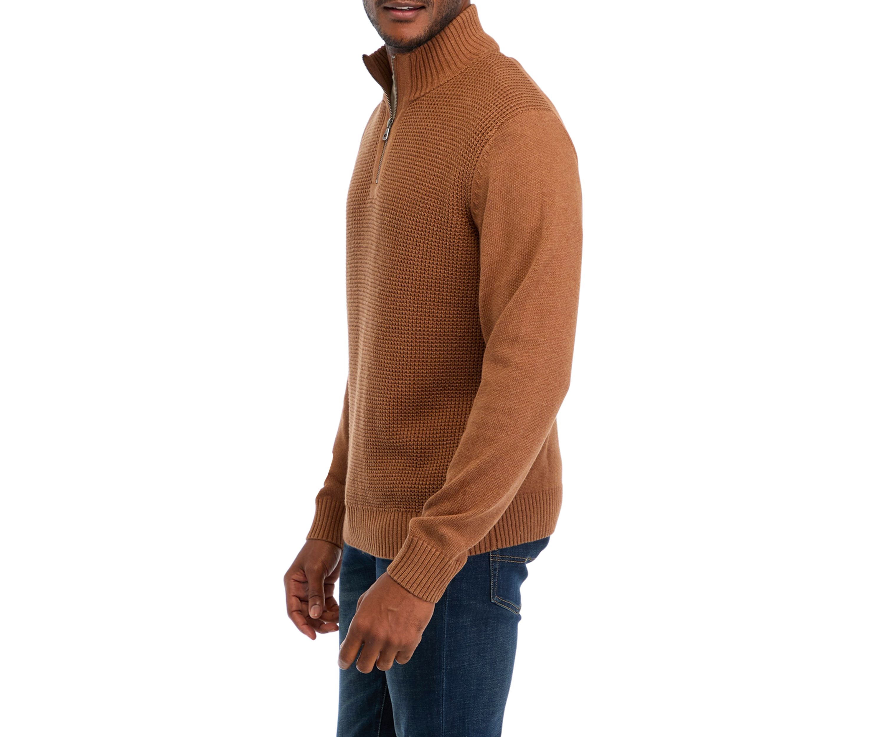 Mens Textured Quarter Zip Sweater 