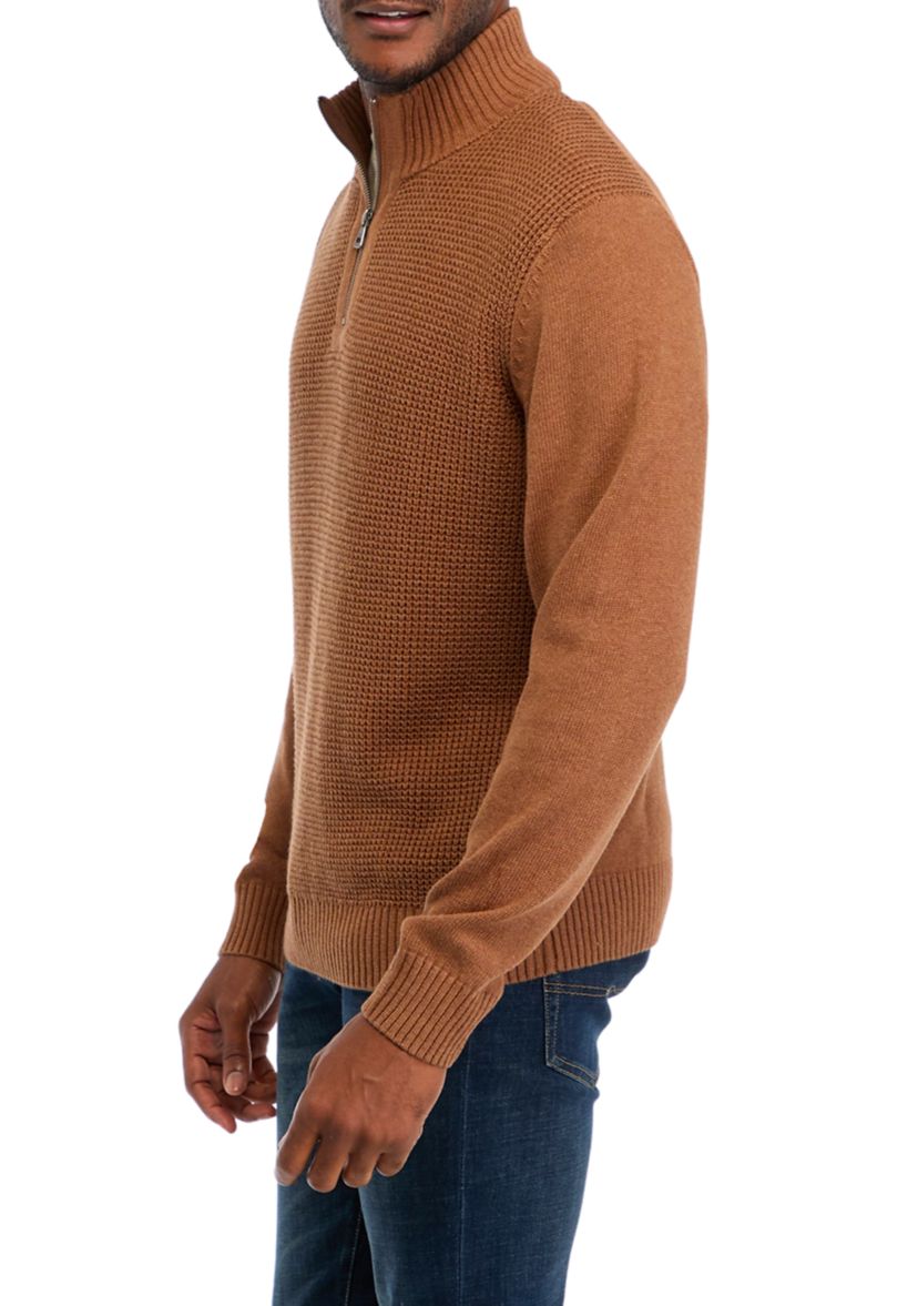 Mens Textured Quarter Zip Sweater 