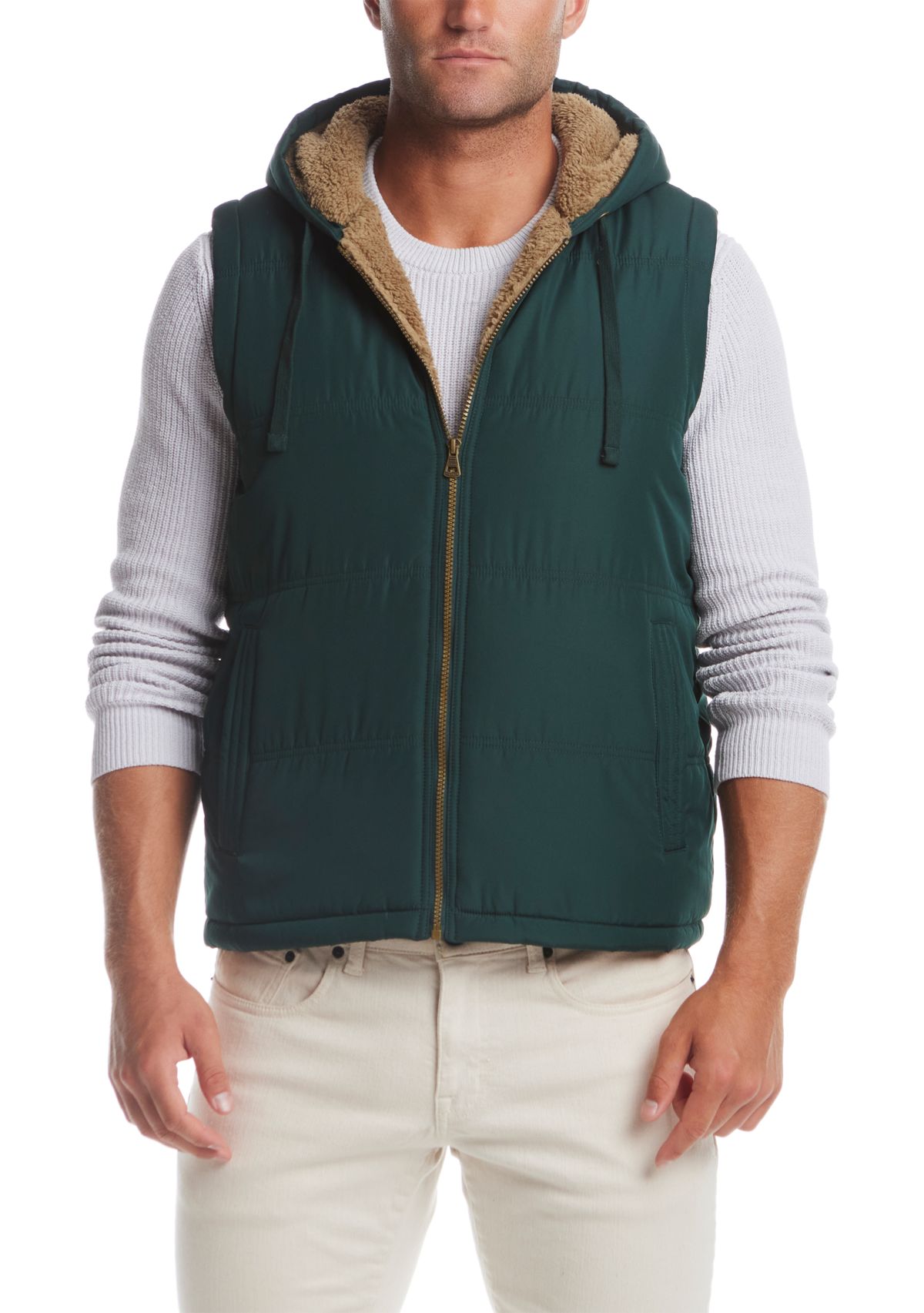 Sherpa Lined Hooded Puffer Vest 