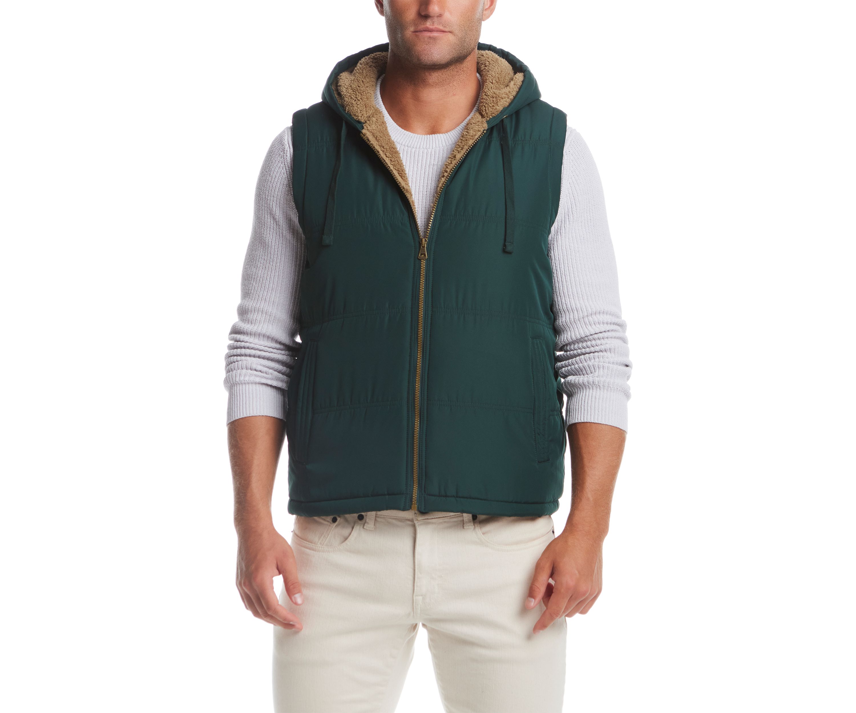 Sherpa Lined Hooded Puffer Vest 