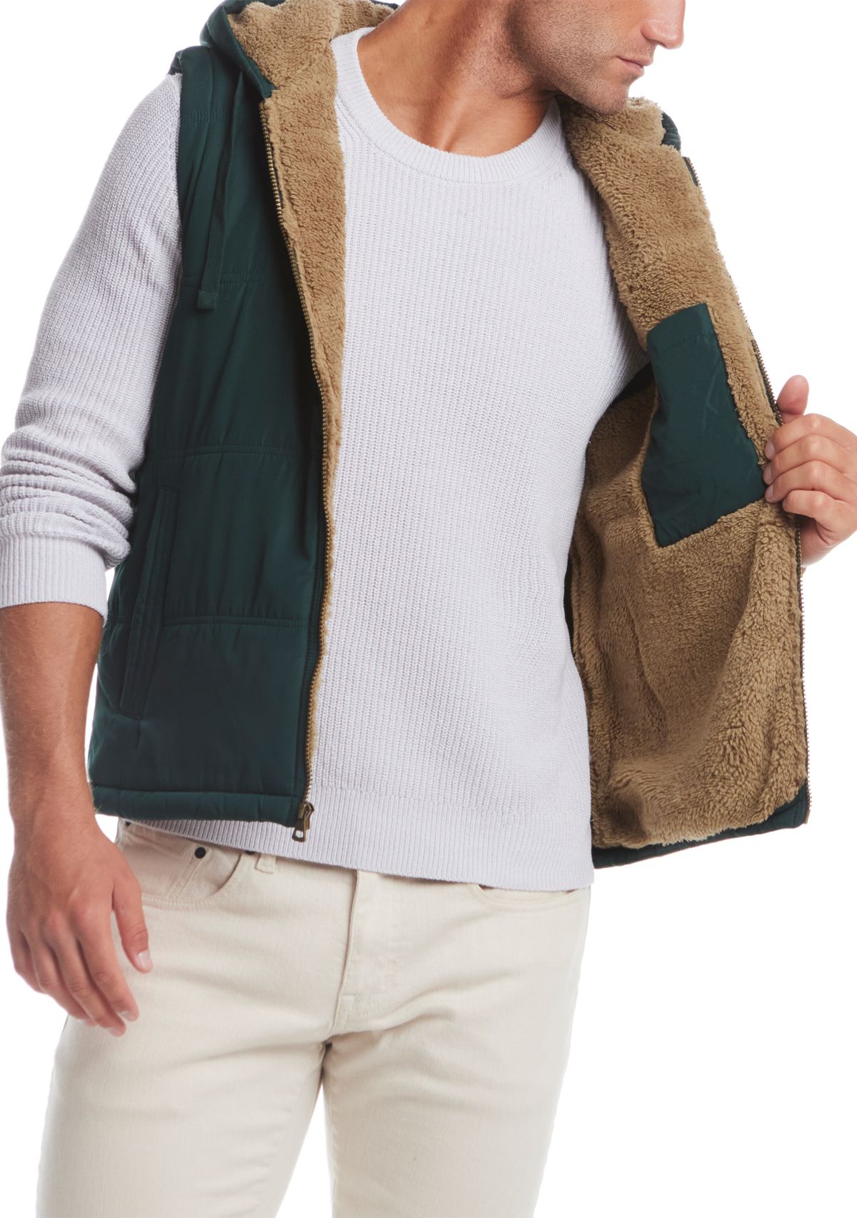 Sherpa Lined Hooded Puffer Vest 