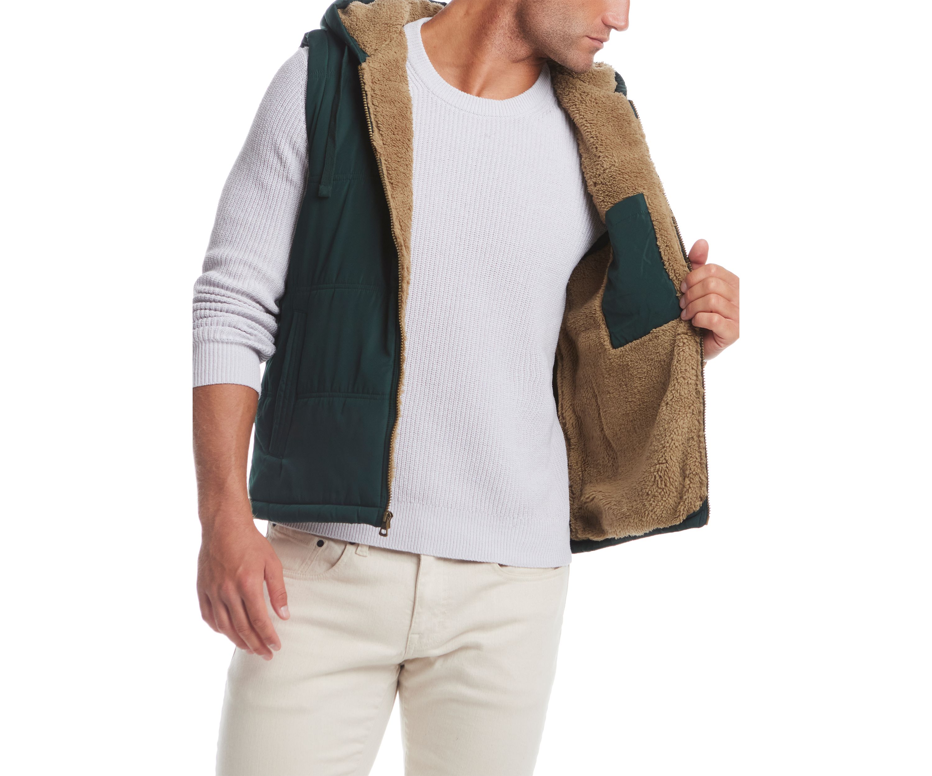 Sherpa Lined Hooded Puffer Vest 